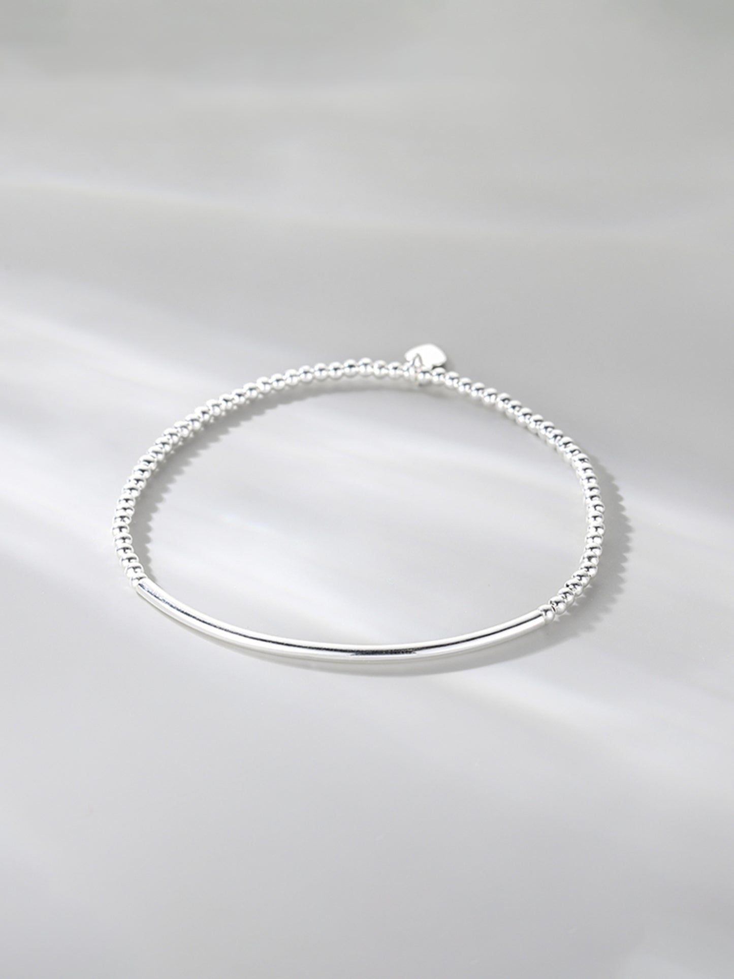 Sterling Silver Thin Elastic Stretch Bead Ball Noodle Tube Bracelet 16cm - Small Wrist - sugarkittenlondon