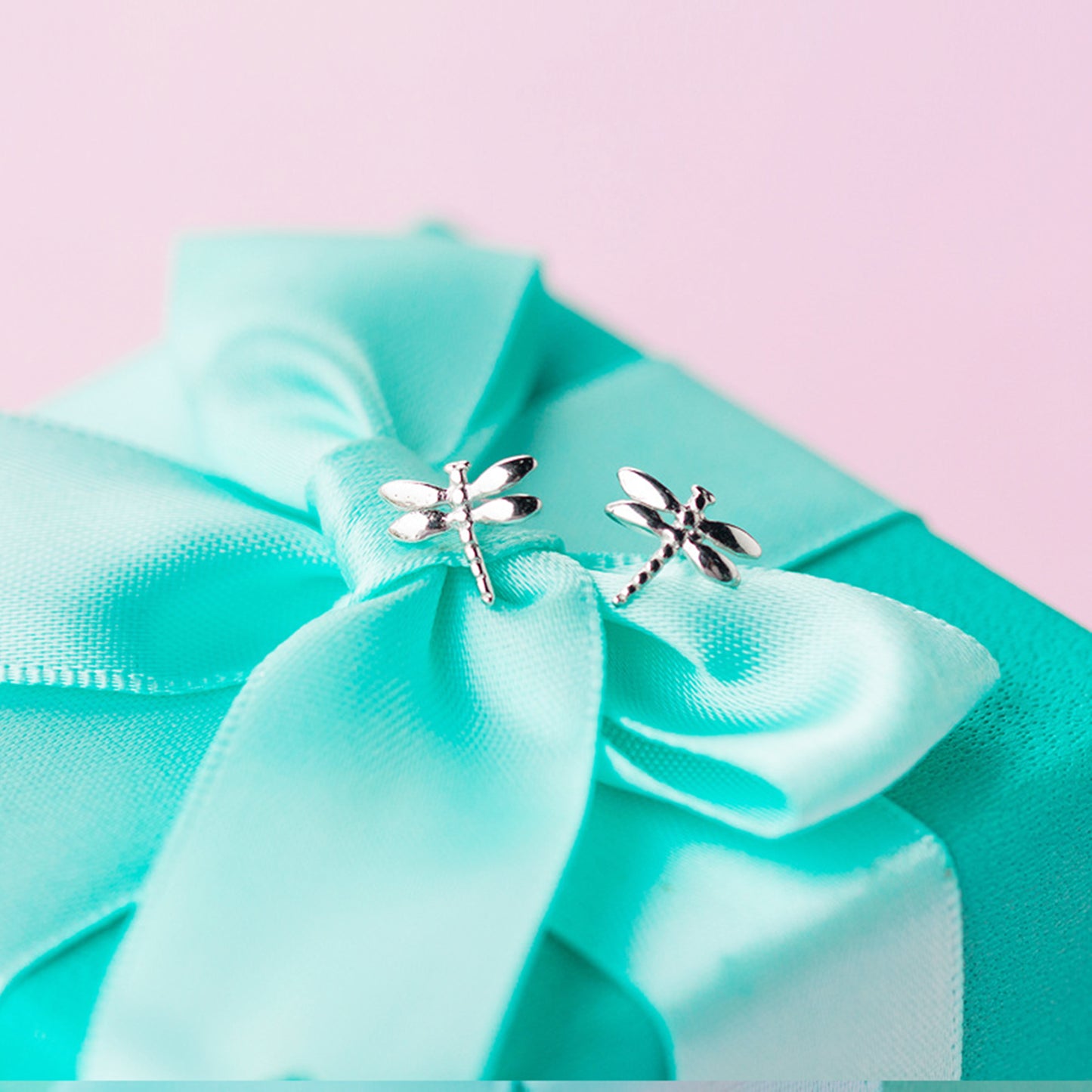 Sterling Silver Dragonfly Shiny Polished Plain Stud Earrings Boxed - sugarkittenlondon