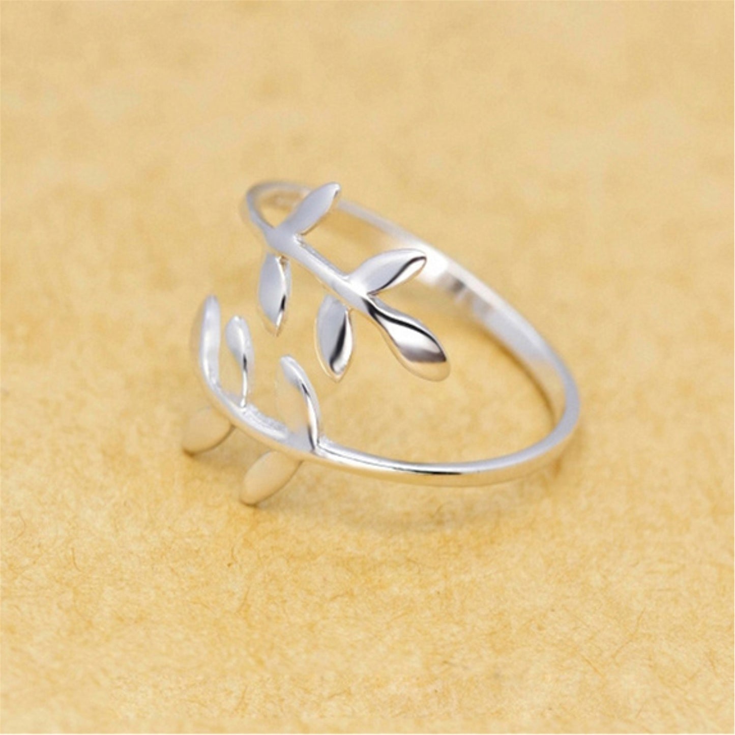 Sterling Silver Olive Leaf Laurel Wreath Roman Wrap Adjustable Ring - sugarkittenlondon