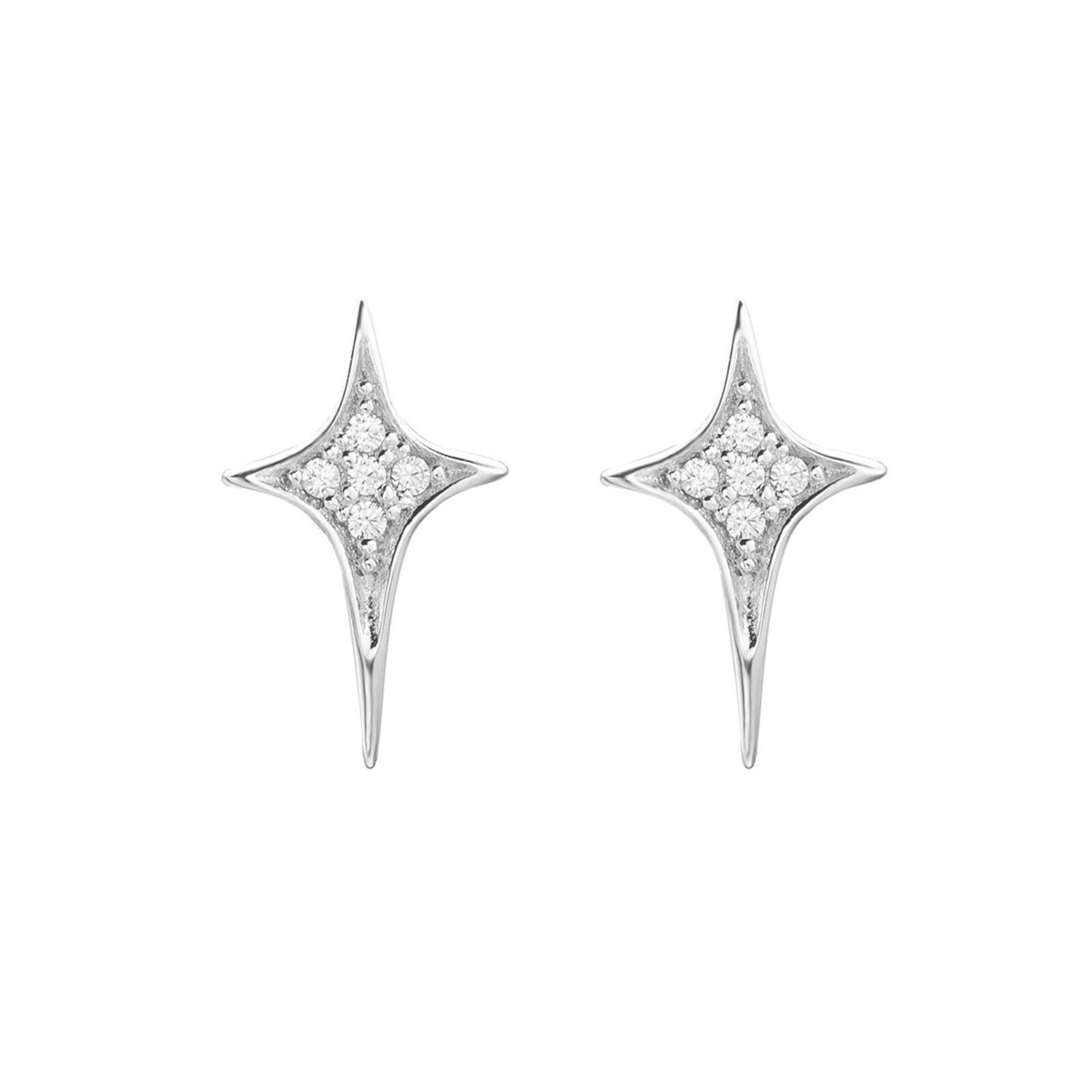 Sterling Silver Sparkling CZ Cross Stud Earrings for Women