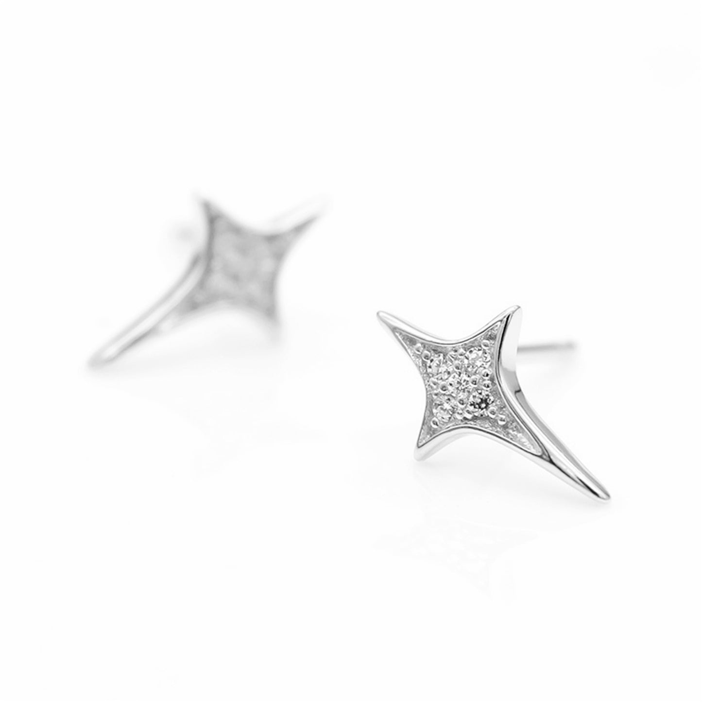 Sterling Silver Sparkling CZ Cross Stud Earrings for Women