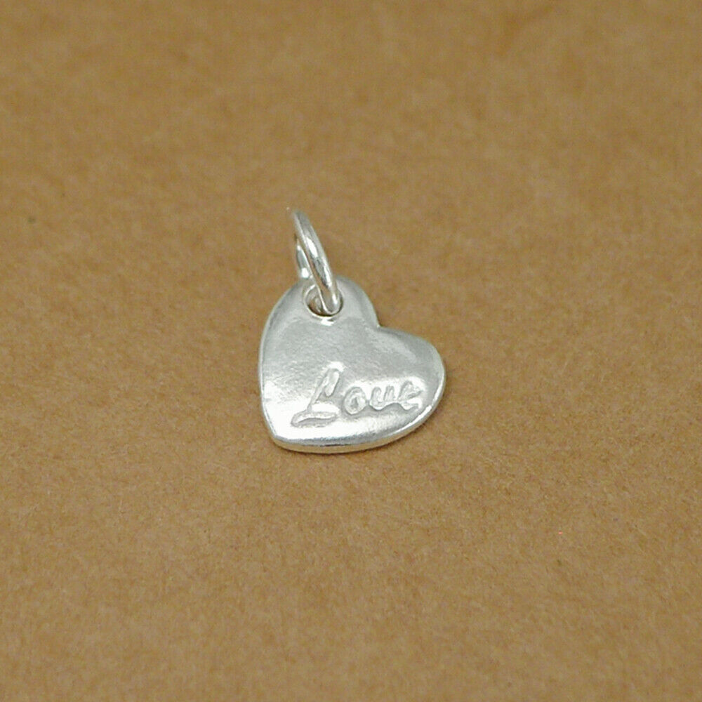 Sterling Silver Solid Puffy Love Heart Necklace Bracelet Charm Pendant - sugarkittenlondon