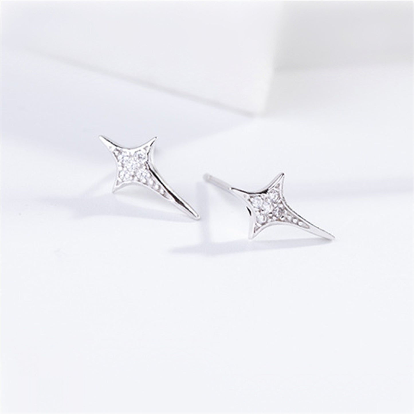 Sterling Silver Sparkling CZ Cross Stud Earrings for Women