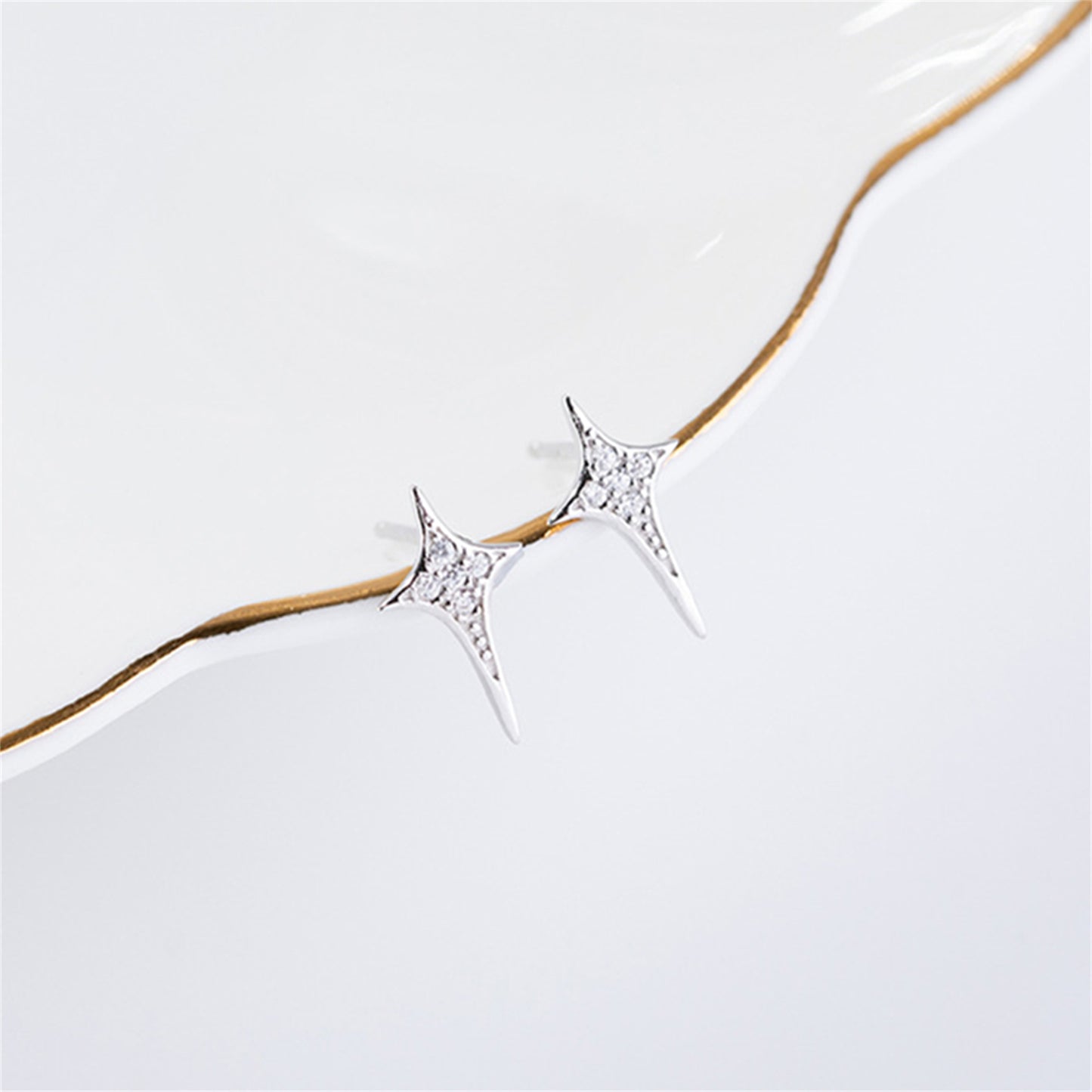 Sterling Silver Sparkling CZ Cross Stud Earrings for Women