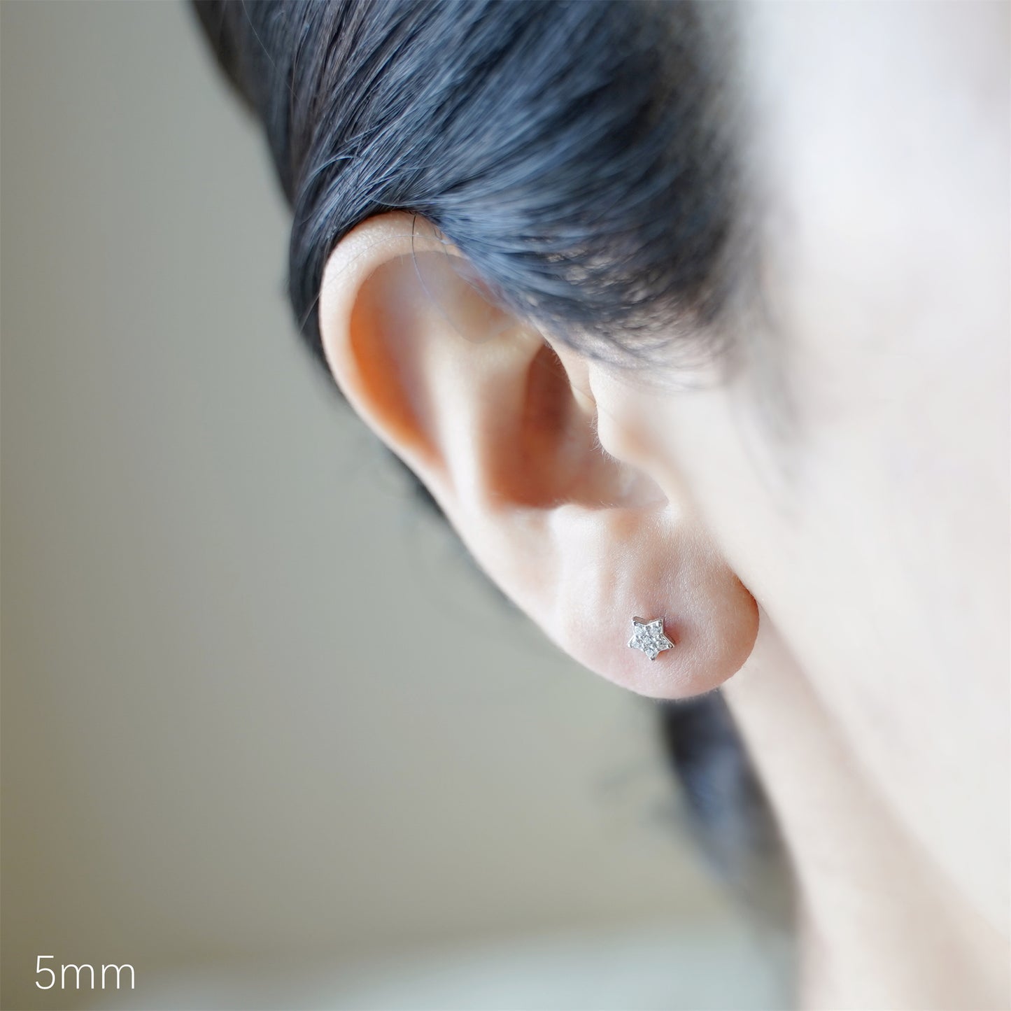 Sterling Silver Paved CZ Star Stud Earrings Rhodium Gold Rose Gold Tones 4 - 7mm