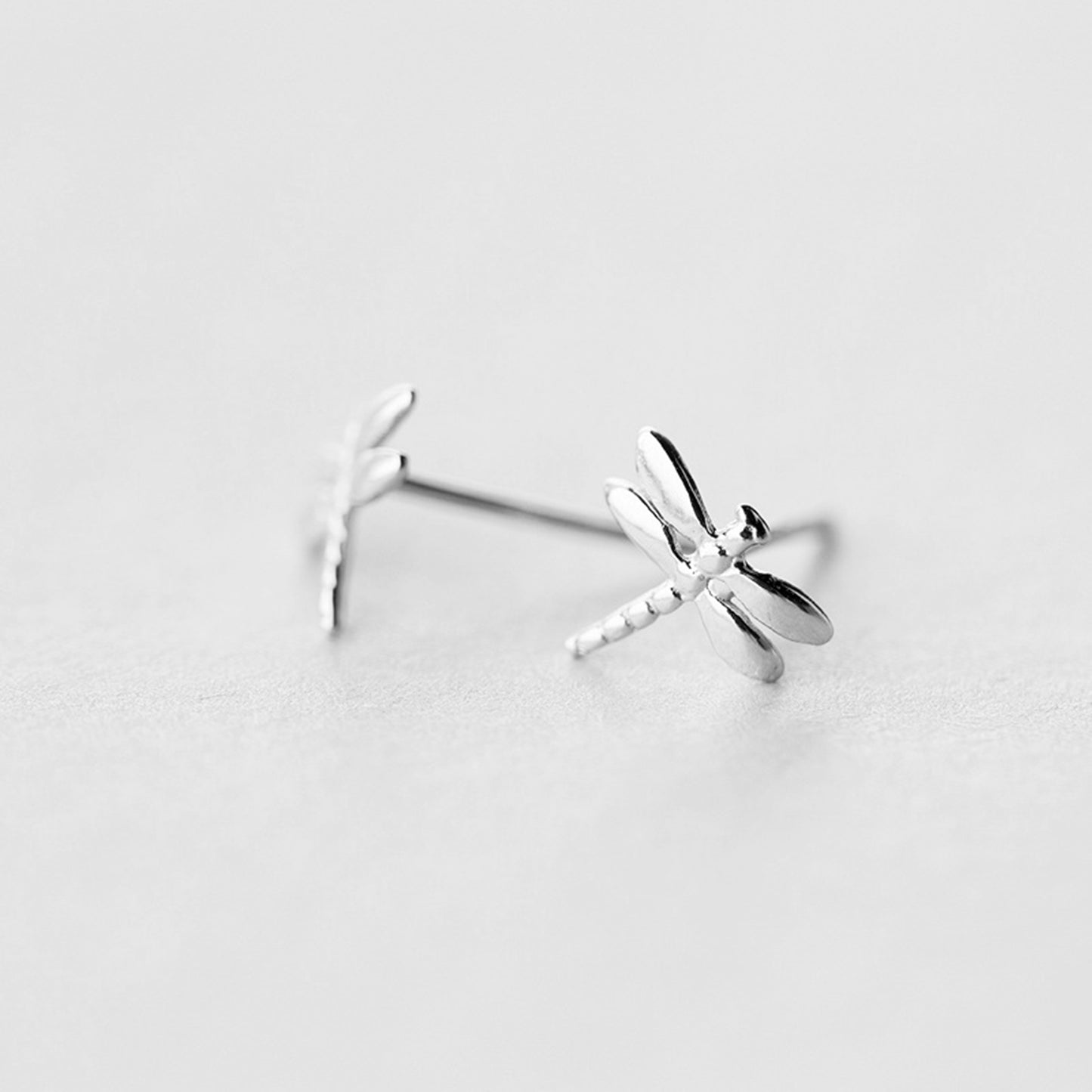 Sterling Silver Dragonfly Shiny Polished Plain Stud Earrings Boxed - sugarkittenlondon