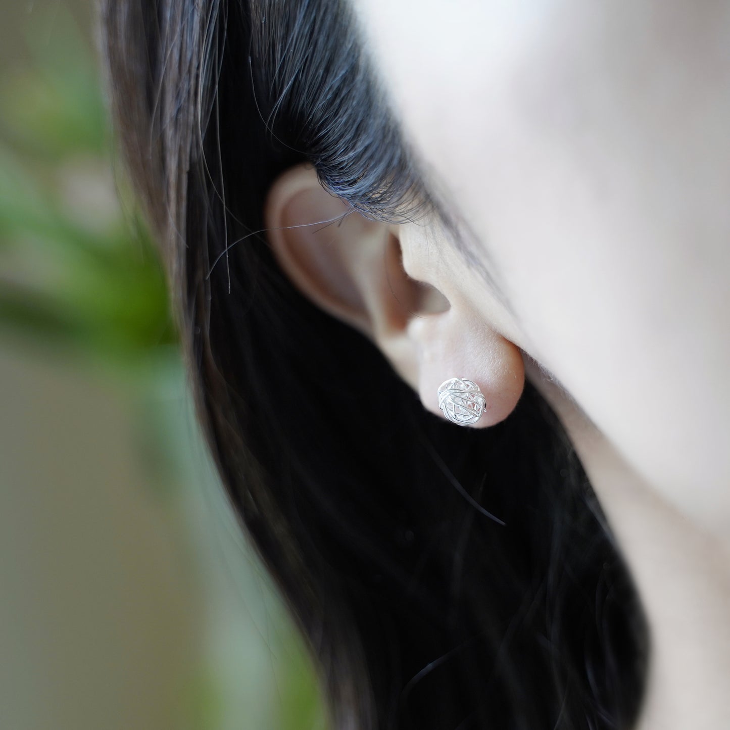 Sterling Silver 8mm Twisted Love Knot Wool Ball Stud Earrings