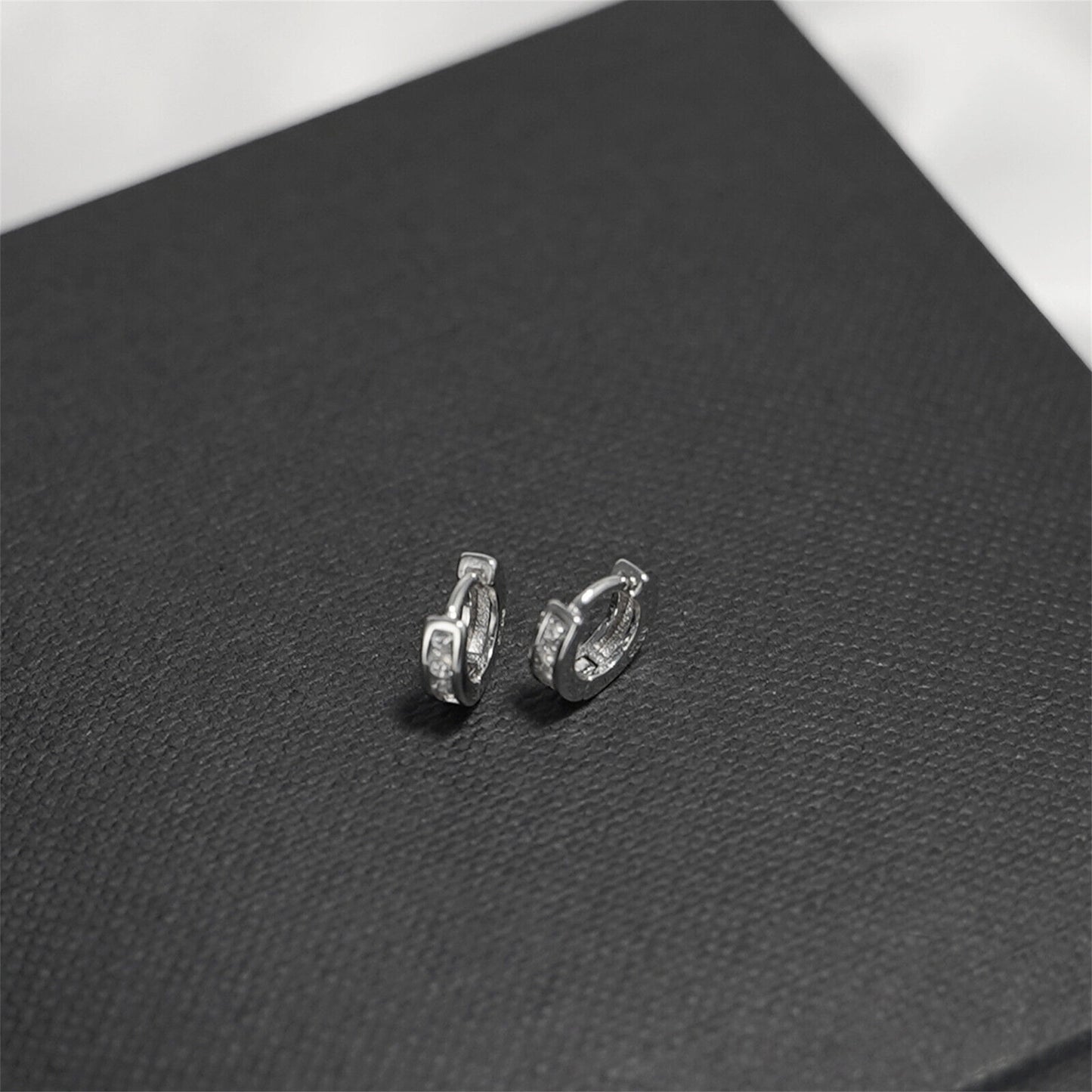 Sterling Silver Channel-Set CZ Huggie Hoop Earrings 5mm
