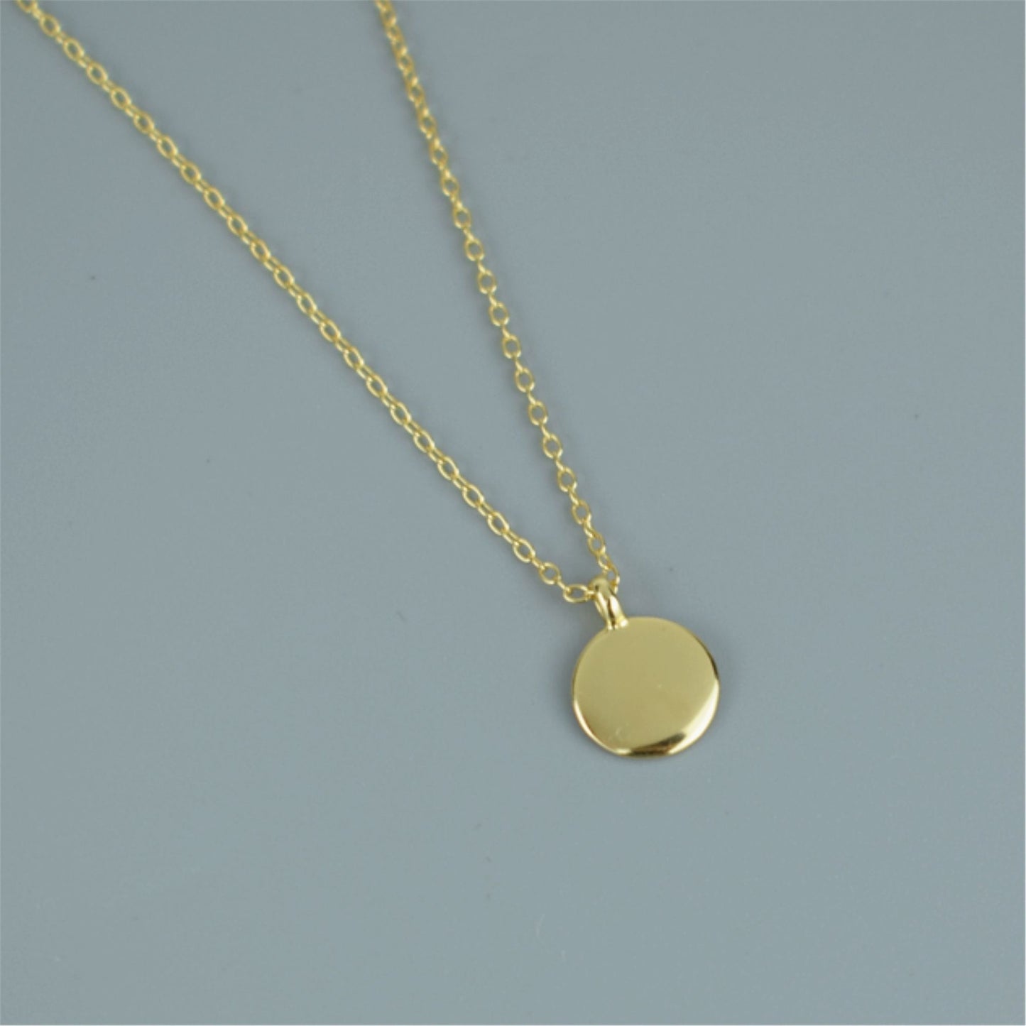 Sterling Silver Round Disc Pebble Circle Necklace 2 Tones - sugarkittenlondon