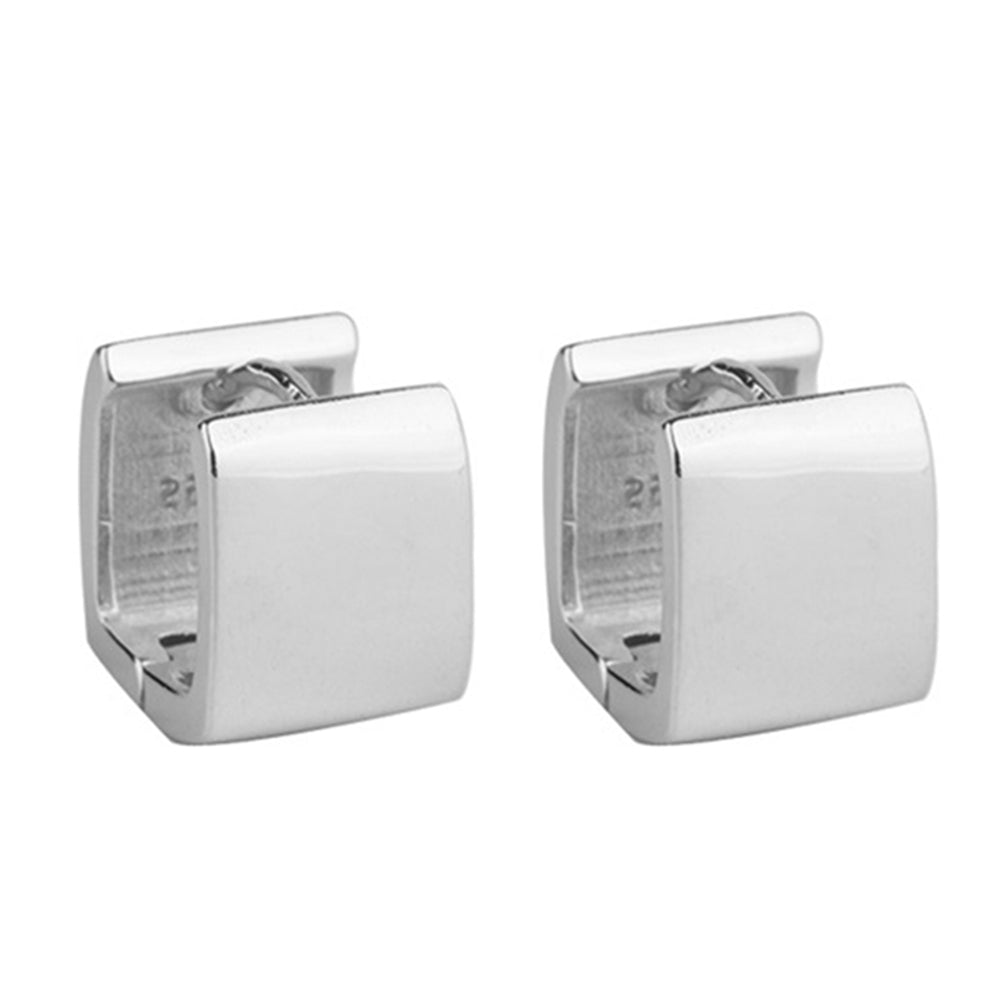 925 Sterling Silver Square Hoop Earrings with Rhodium Finish