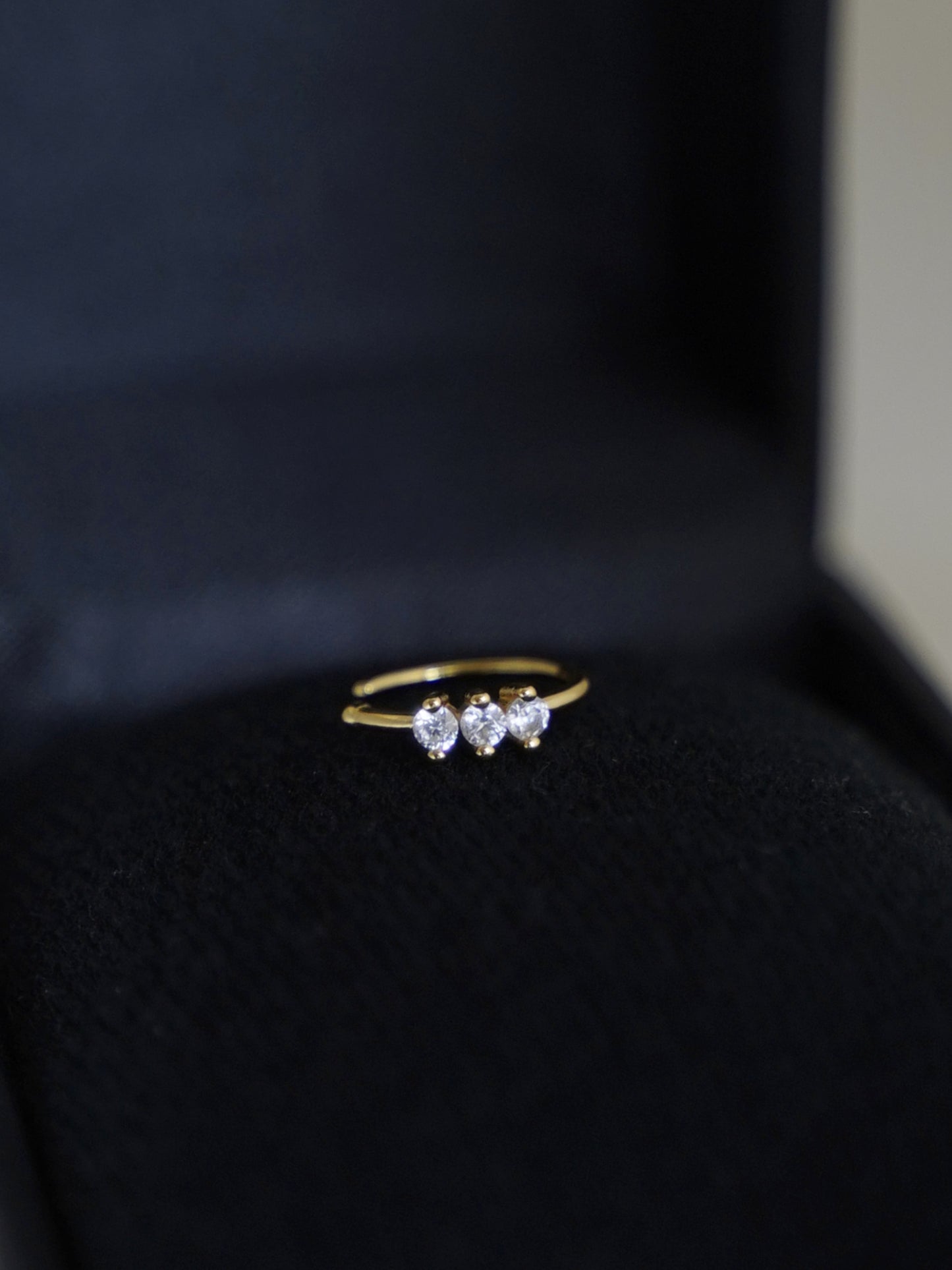 Sterling Silver Nose Ring Nose Hoop Paved CZ Crystal Flower Three Stones 2 Tones - sugarkittenlondon