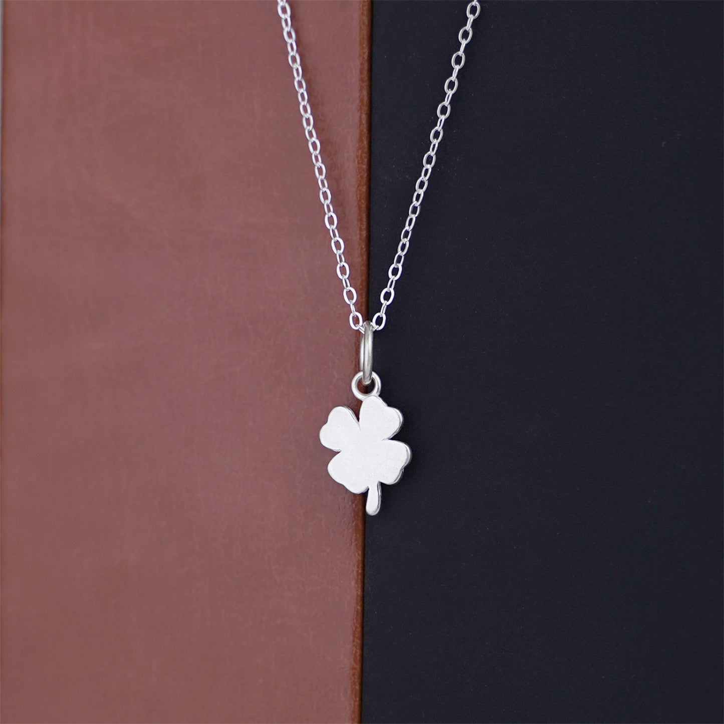 Sterling Silver Solid Lucky Four Leaf Clover Shamrock Pendant - sugarkittenlondon