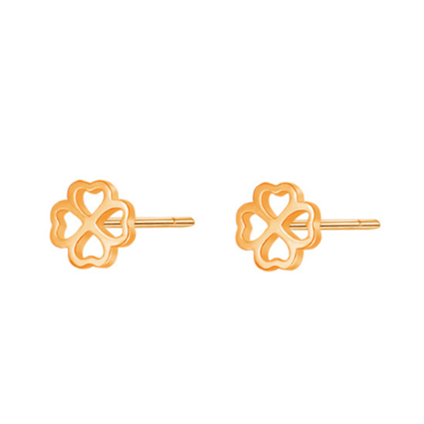 Sterling Silver Lucky Love Heart 4 Leaf Clover Shamrock Stud Earrings