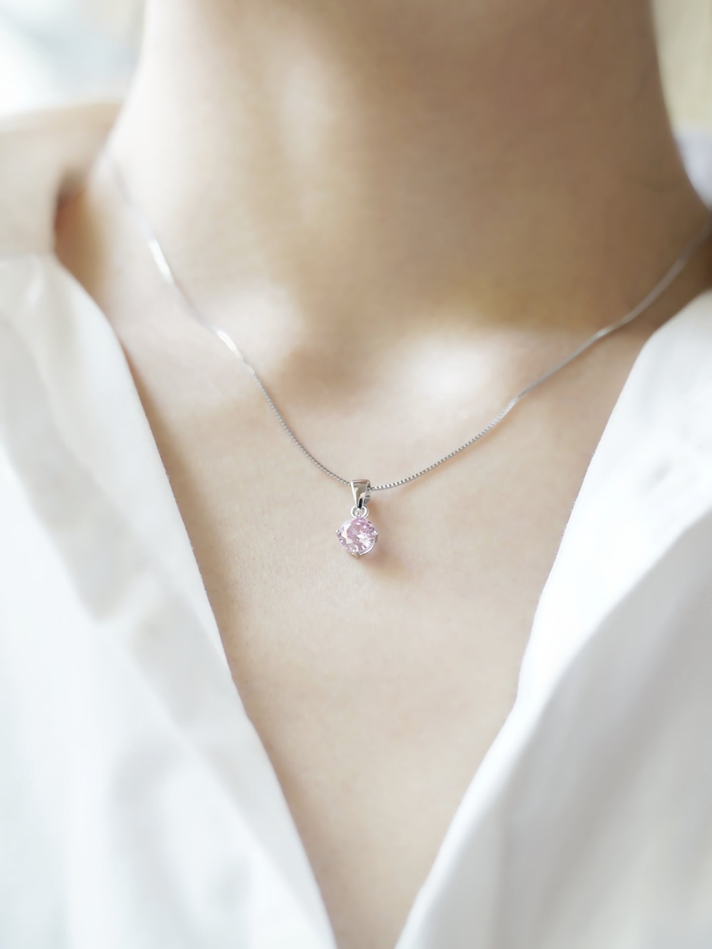 4-Colour Cubic Zirconia Pendant Necklace in Sterling Silver