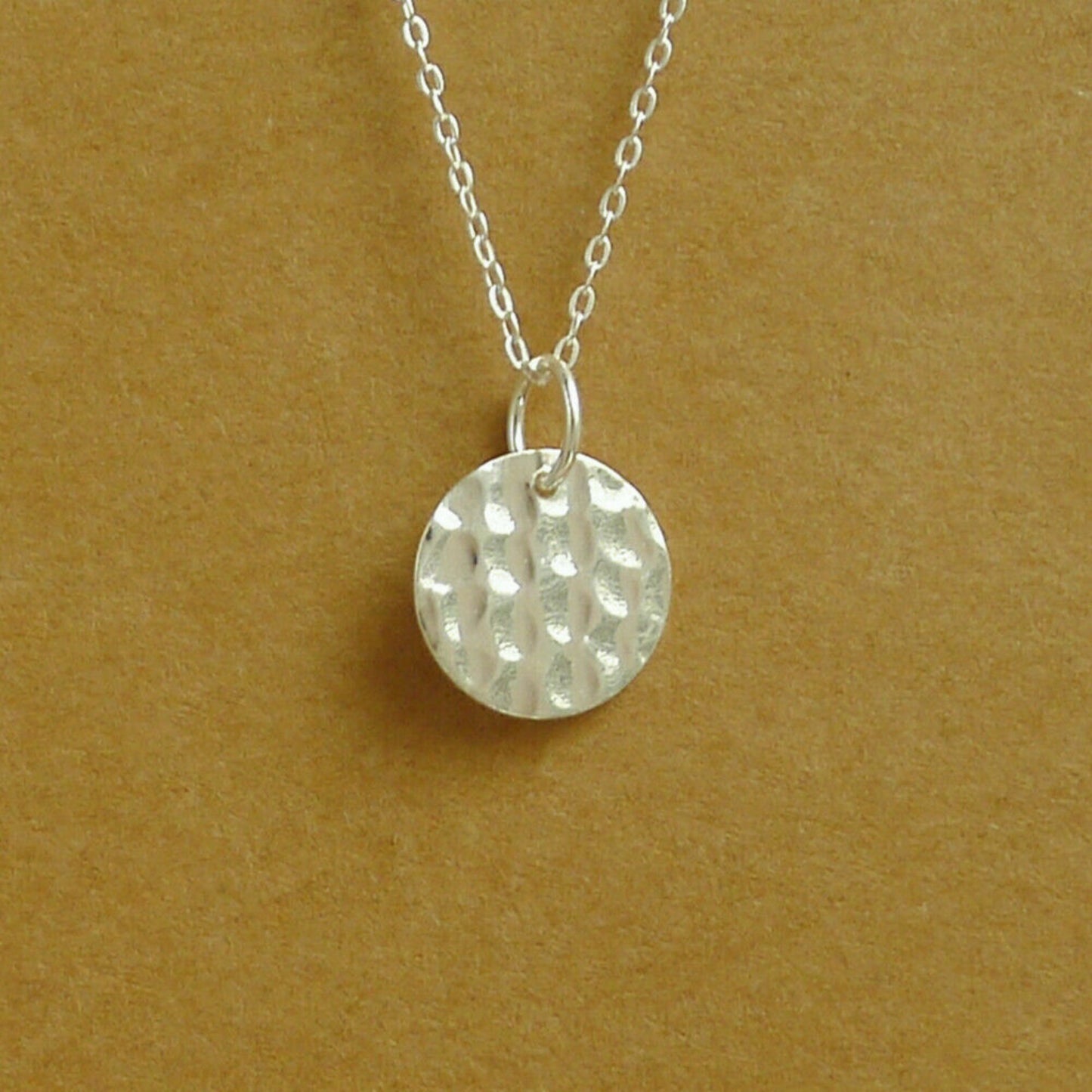 Sterling Silver Disc Hammered Dot Embossed Necklace Bracelet Pendant 12mm - sugarkittenlondon