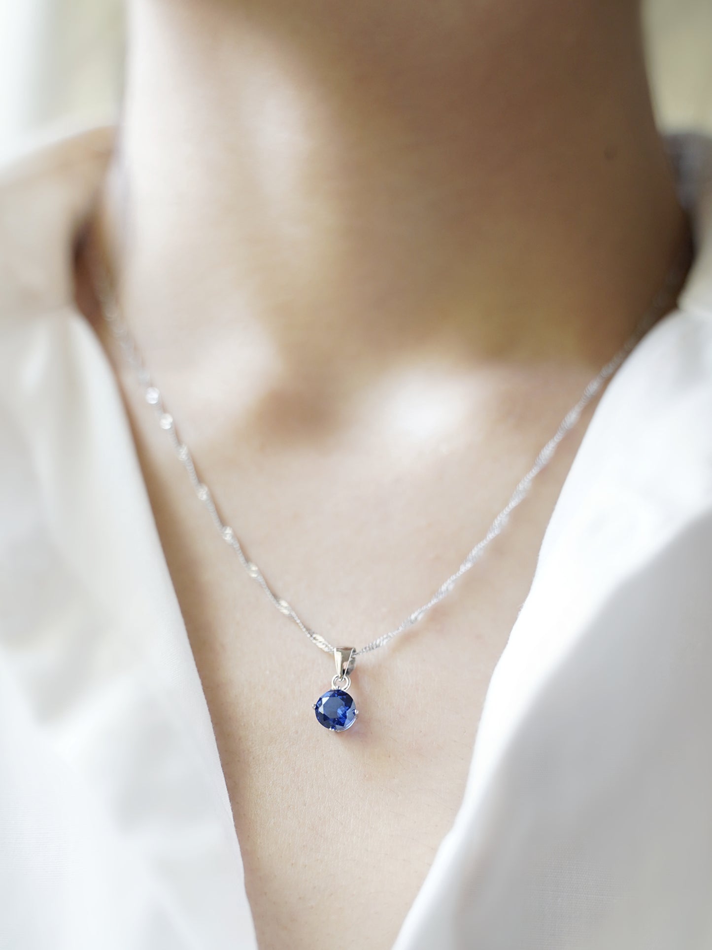 4-Colour Cubic Zirconia Pendant Necklace in Sterling Silver