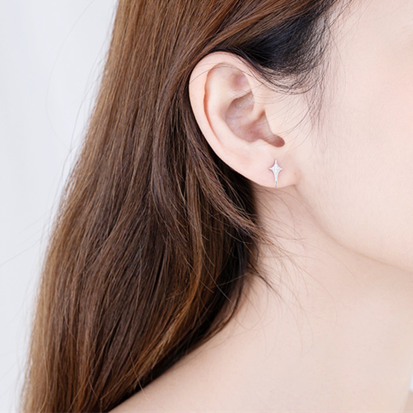 Sterling Silver Sparkling CZ Cross Stud Earrings for Women