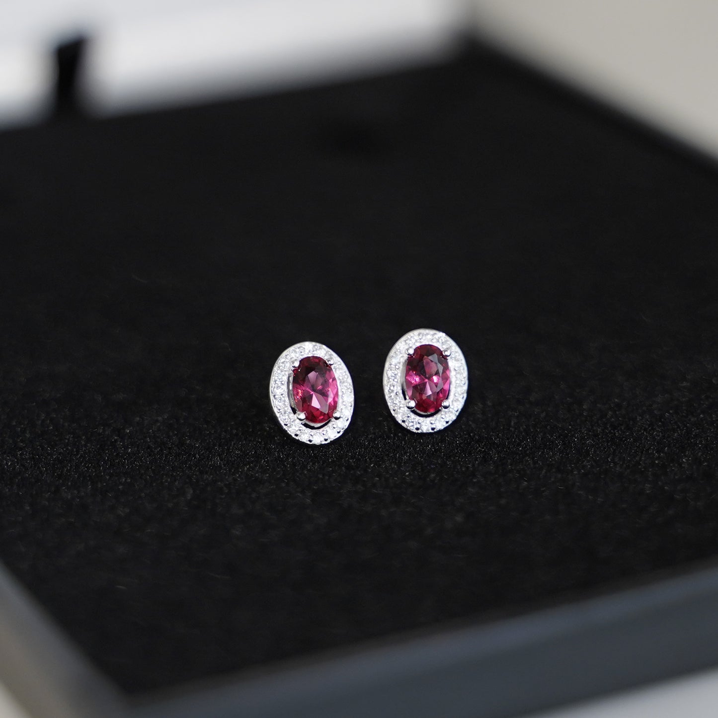 Sterling Silver Halo Earrings Blue Sapphire Red Ruby Light Blue Aquamarine Colour CZ Studs