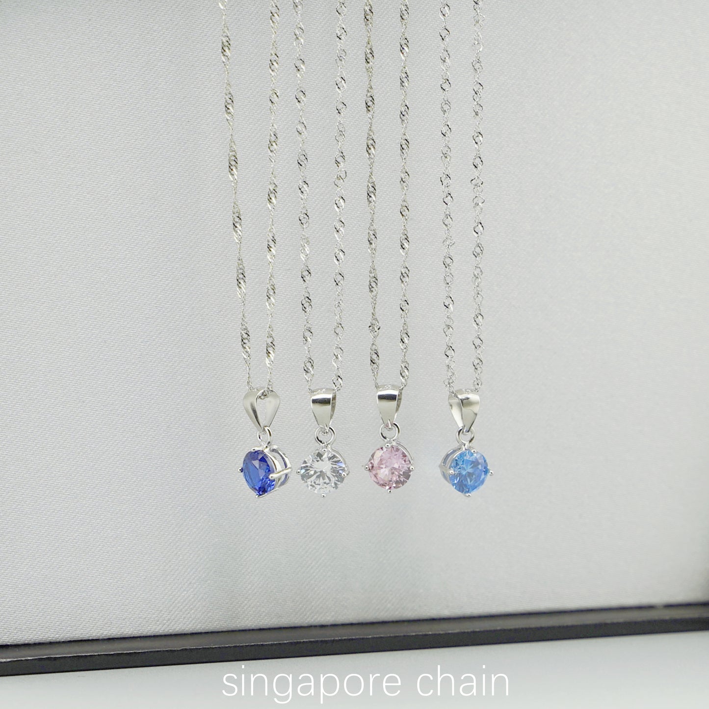4-Colour Cubic Zirconia Pendant Necklace in Sterling Silver