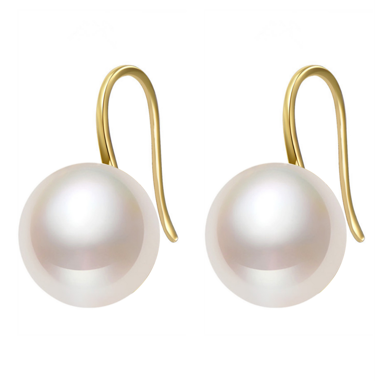 Freshwater Pearl Earrings in Sterling Silver with Near-Round 8mm-10mm Pearls