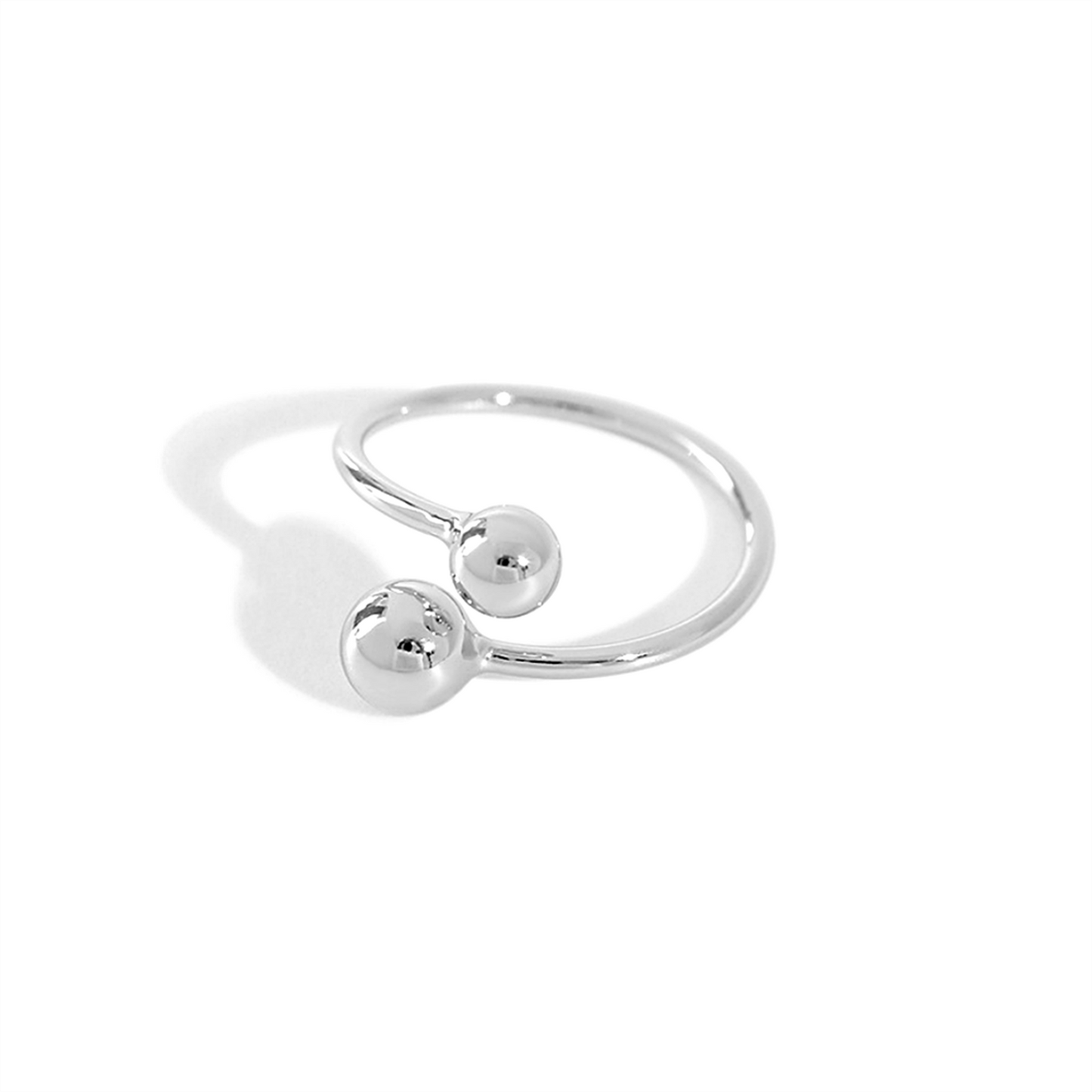 Sterling Silver Twist 5mm 6mm 8mm Ball Double Bead Wrap Ring Sizable UK L-P - sugarkittenlondon