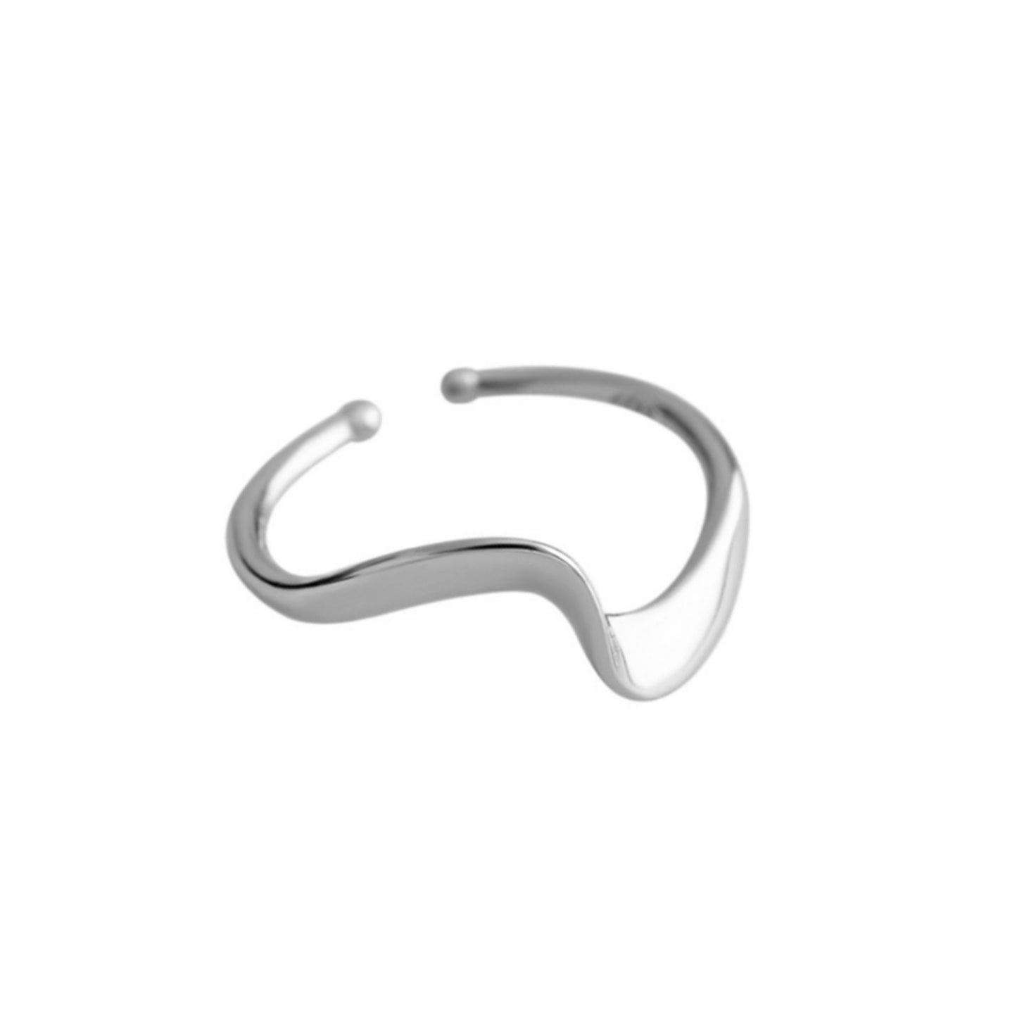 Sterling Silver Shiny Bent Ocean Wave Twisted Rope Open Band Ring - sugarkittenlondon