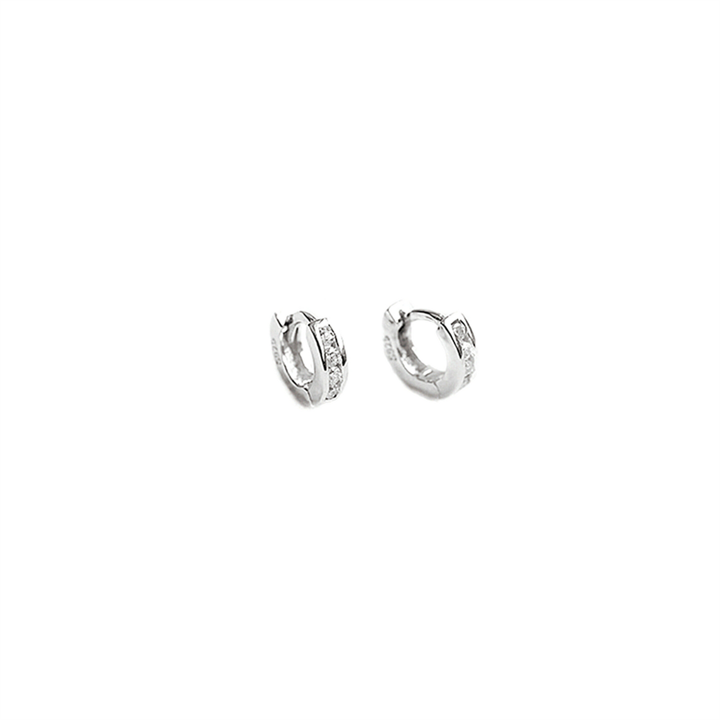 Sterling Silver Channel-Set CZ Huggie Hoop Earrings 5mm