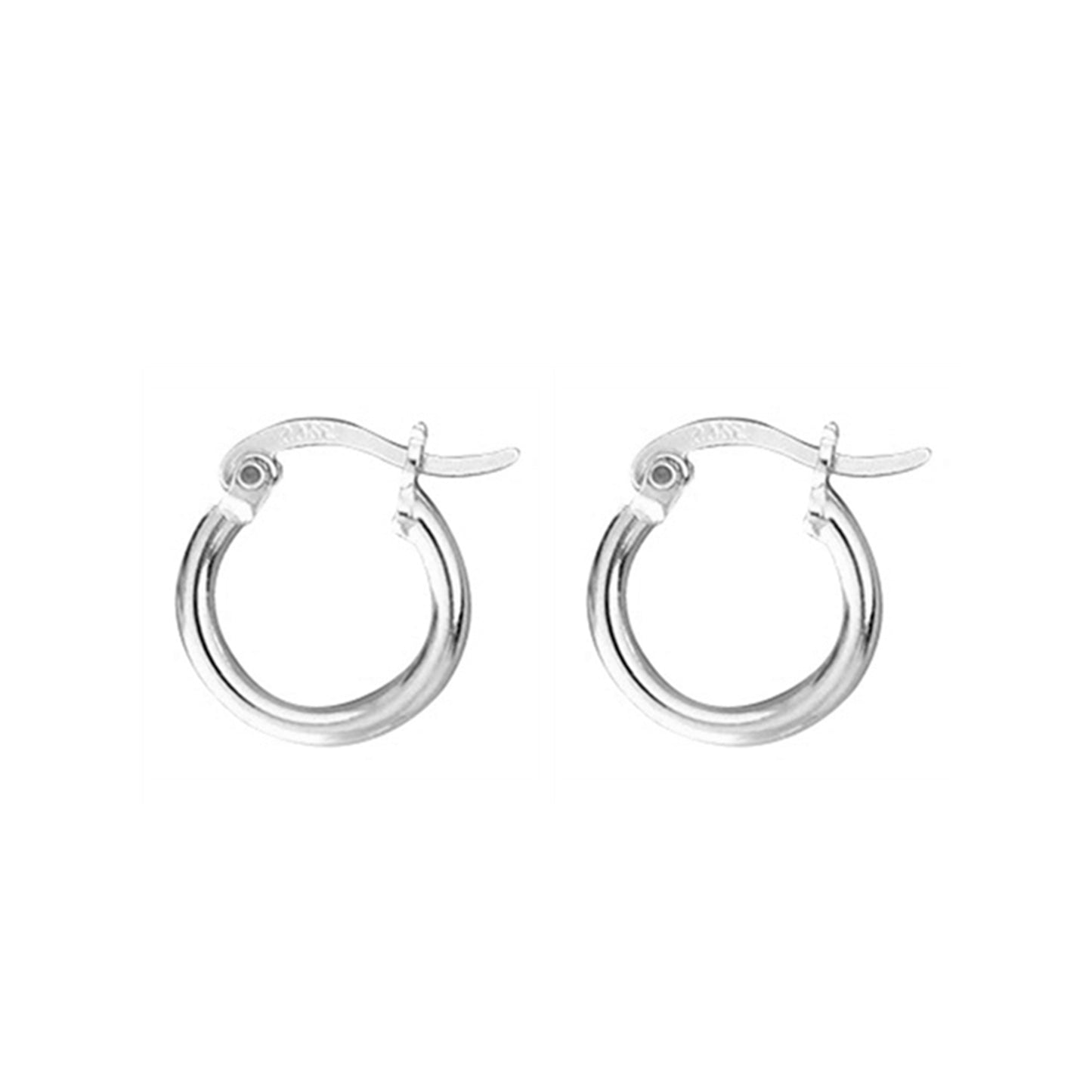 Sterling Silver 2mm Sleeper Hoop Earrings with 13mm/18mm/23mm Circle Drop