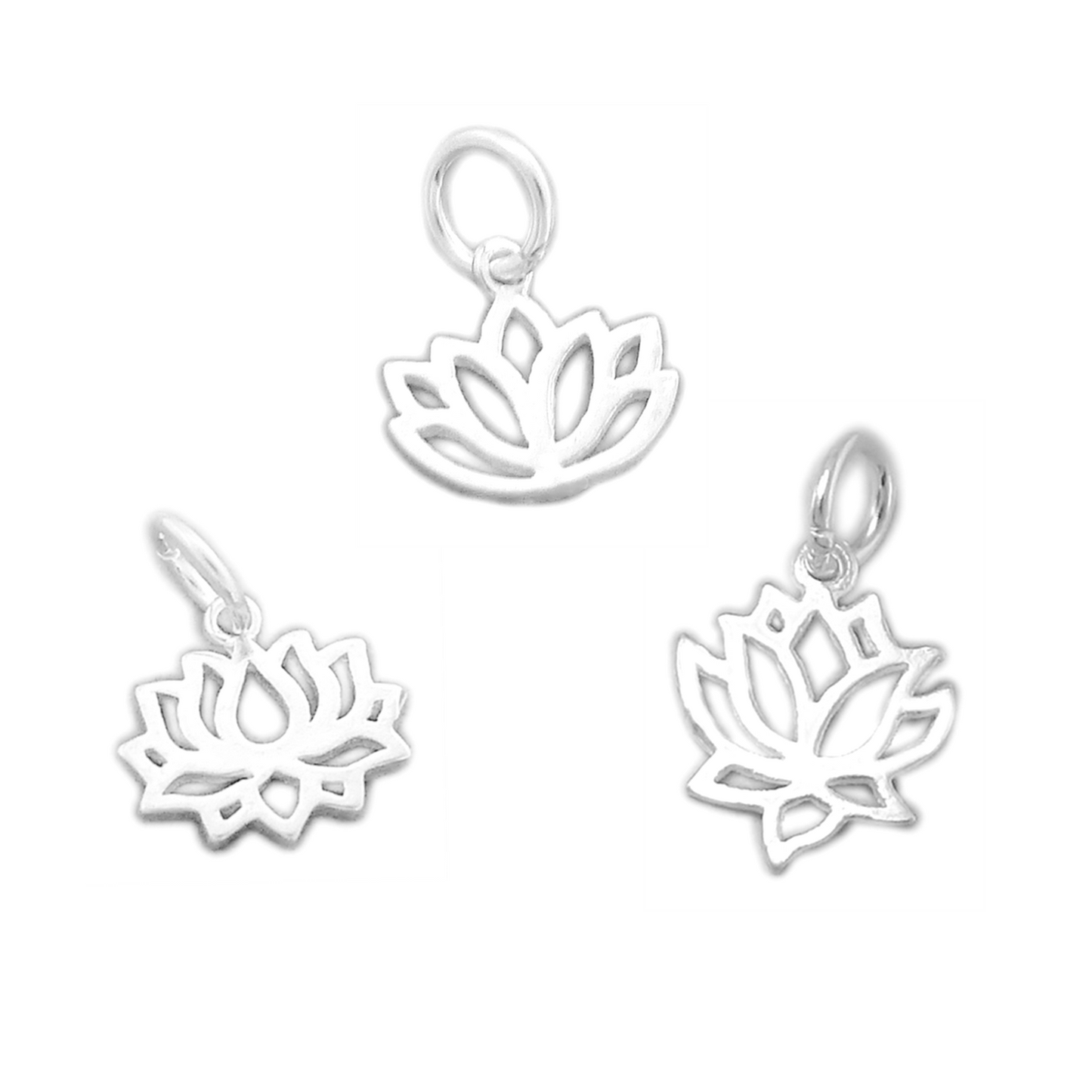 Sterling Silver Lotus Flower Yoga Zen Namaste Charm Pendants - sugarkittenlondon