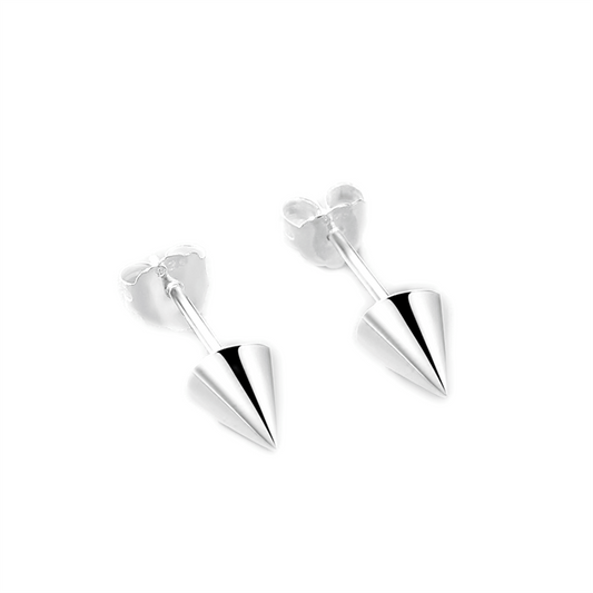 Sterling Silver Solid Punk Unisex Circular Cone Spike Stud Earrings - sugarkittenlondon