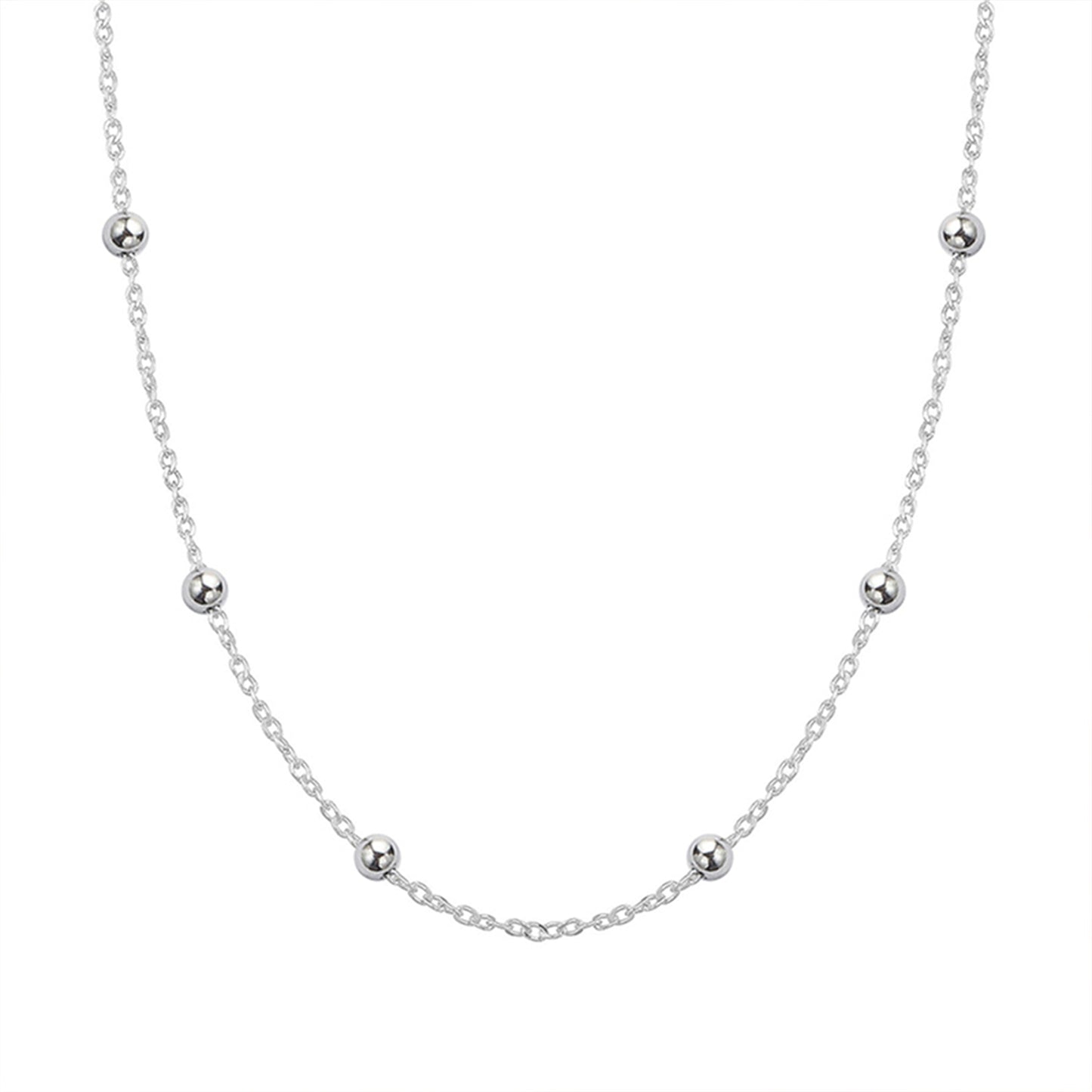 Sterling Silver 2mm Bobble Balls Bead Circle Round Choker Necklace 3 Tones - sugarkittenlondon