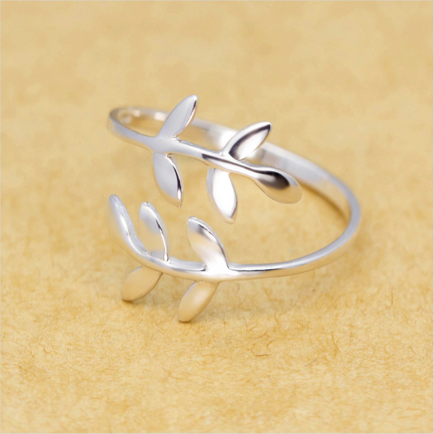 Sterling Silver Olive Leaf Laurel Wreath Roman Wrap Adjustable Ring - sugarkittenlondon