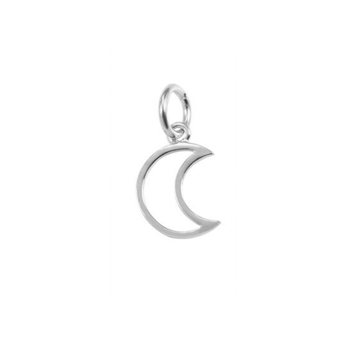 Sterling Silver Hollow Lucky Star Moon Necklace Bracelet DIY Charm Pendant 2 Tones - sugarkittenlondon