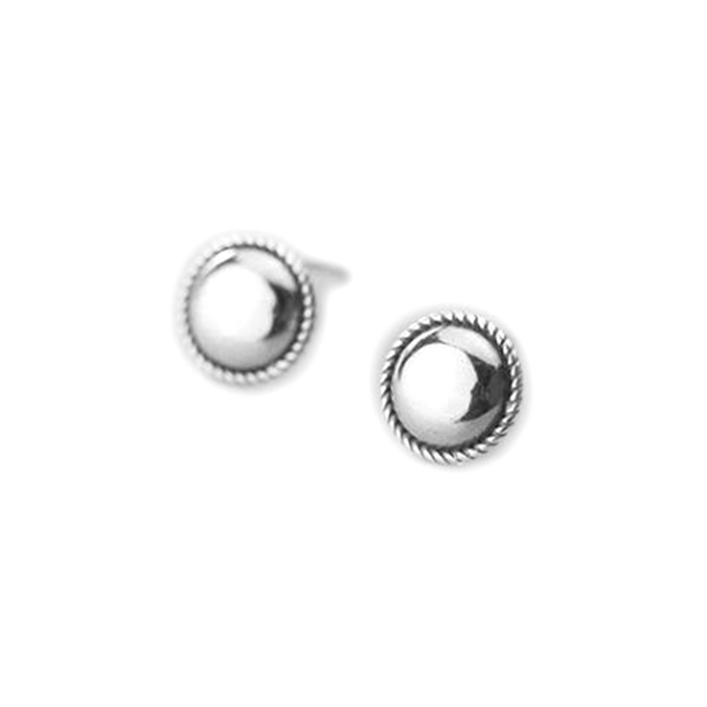 Sterling Silver Oxidized 10mm Dome Dot Stud Half Ball Twist Knot Edged Earrings