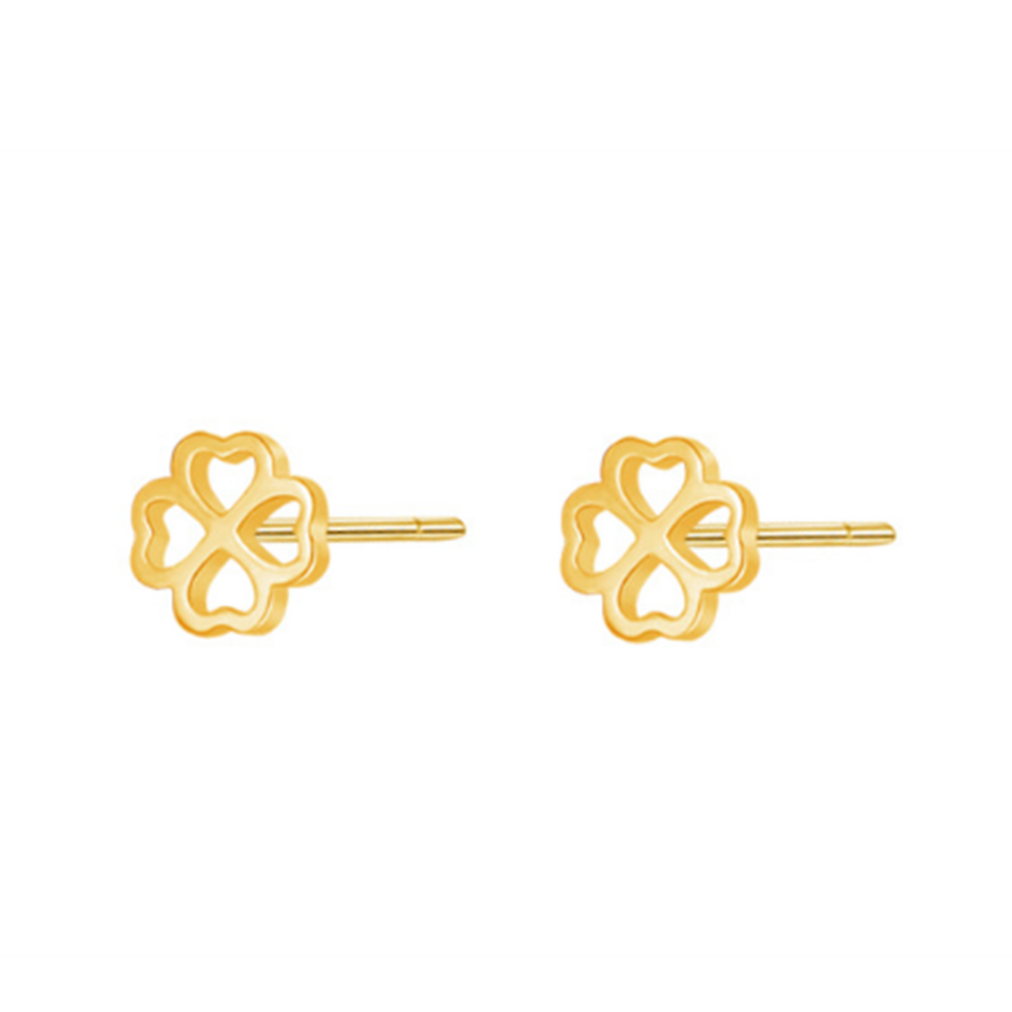Sterling Silver Lucky Love Heart 4 Leaf Clover Shamrock Stud Earrings