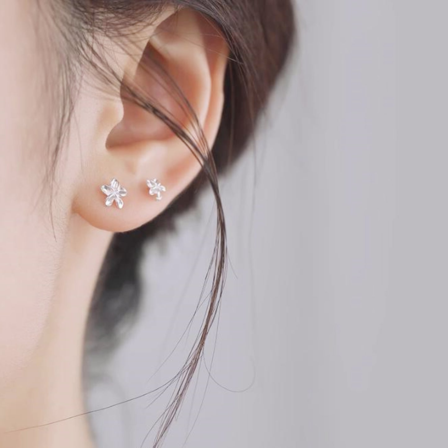 Sterling Silver Lily Flower Stud Earrings 4.5mm 6mm 7mm
