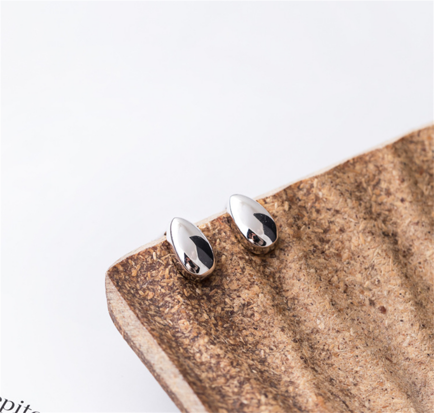 Sterling Silver Shiny Dome Waterdrop Pear Teardrop Stud Earrings - 2 Tones