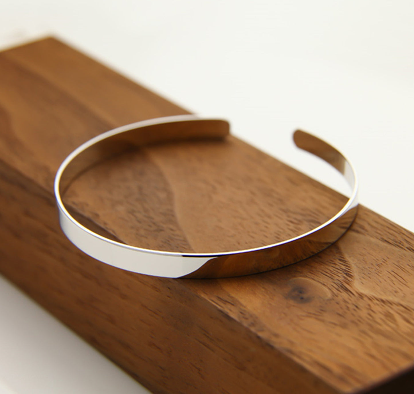 Sterling Silver 5mm Band Plain Shiny Cuff Bangle Bracelet Full UK Hallmark - sugarkittenlondon