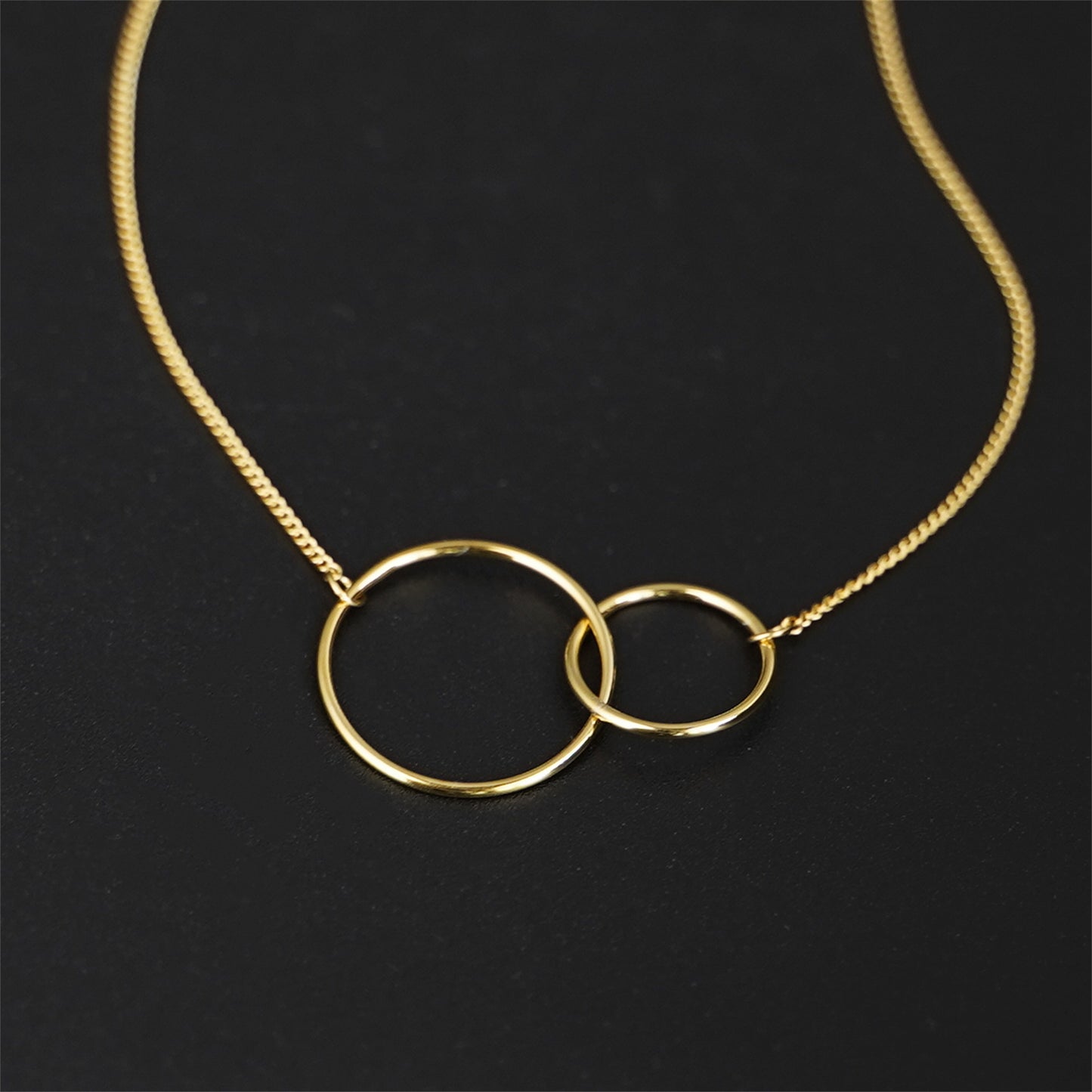 Sterling Silver Linked Circles Eternity Infinity Necklace 3 Tones - sugarkittenlondon