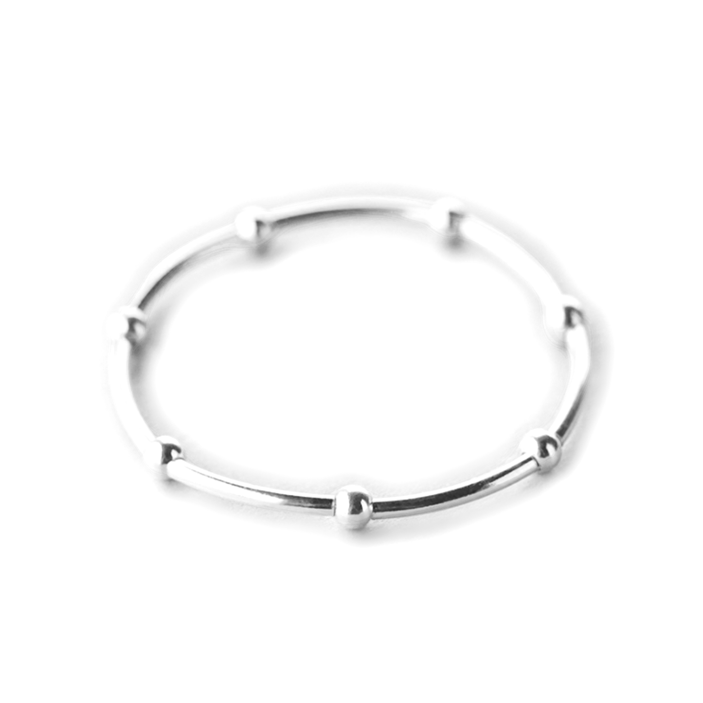 Sterling Silver Elastic Stretch Bead Ball Noodle Tube Bracelet - sugarkittenlondon