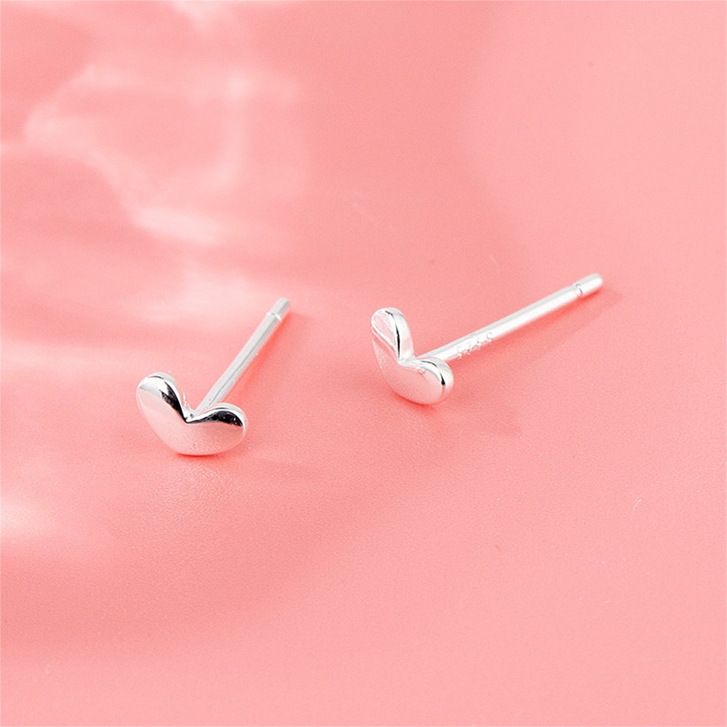 Sterling Silver Mini Plain 3mm x 5mm Love Heart Bead Stud Earrings Boxed - sugarkittenlondon