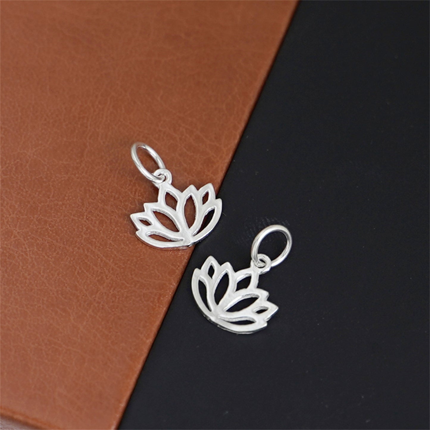 Sterling Silver Lotus Flower Yoga Zen Namaste Charm Pendants - sugarkittenlondon