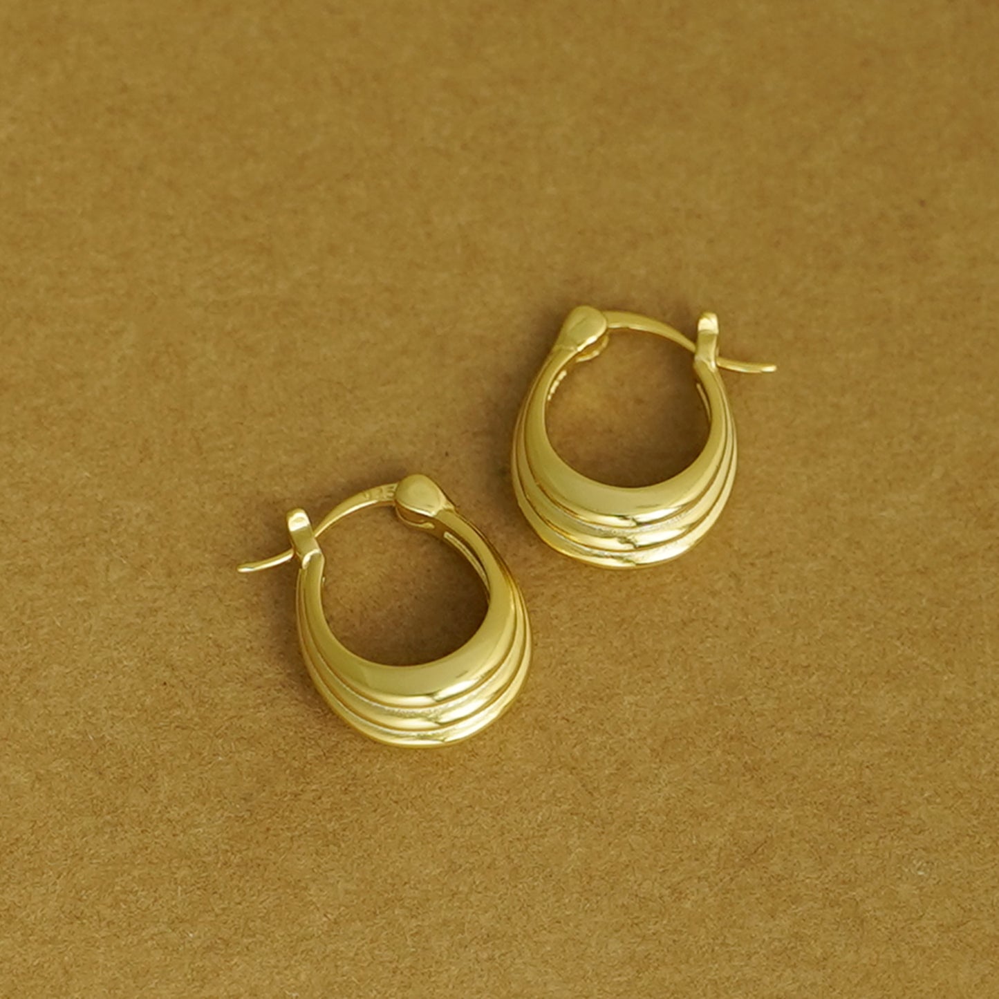Sterling Silver Small Oval Creole Hoop Line Teardrop Hinged French Lock Earrings - 2 Tones - sugarkittenlondon