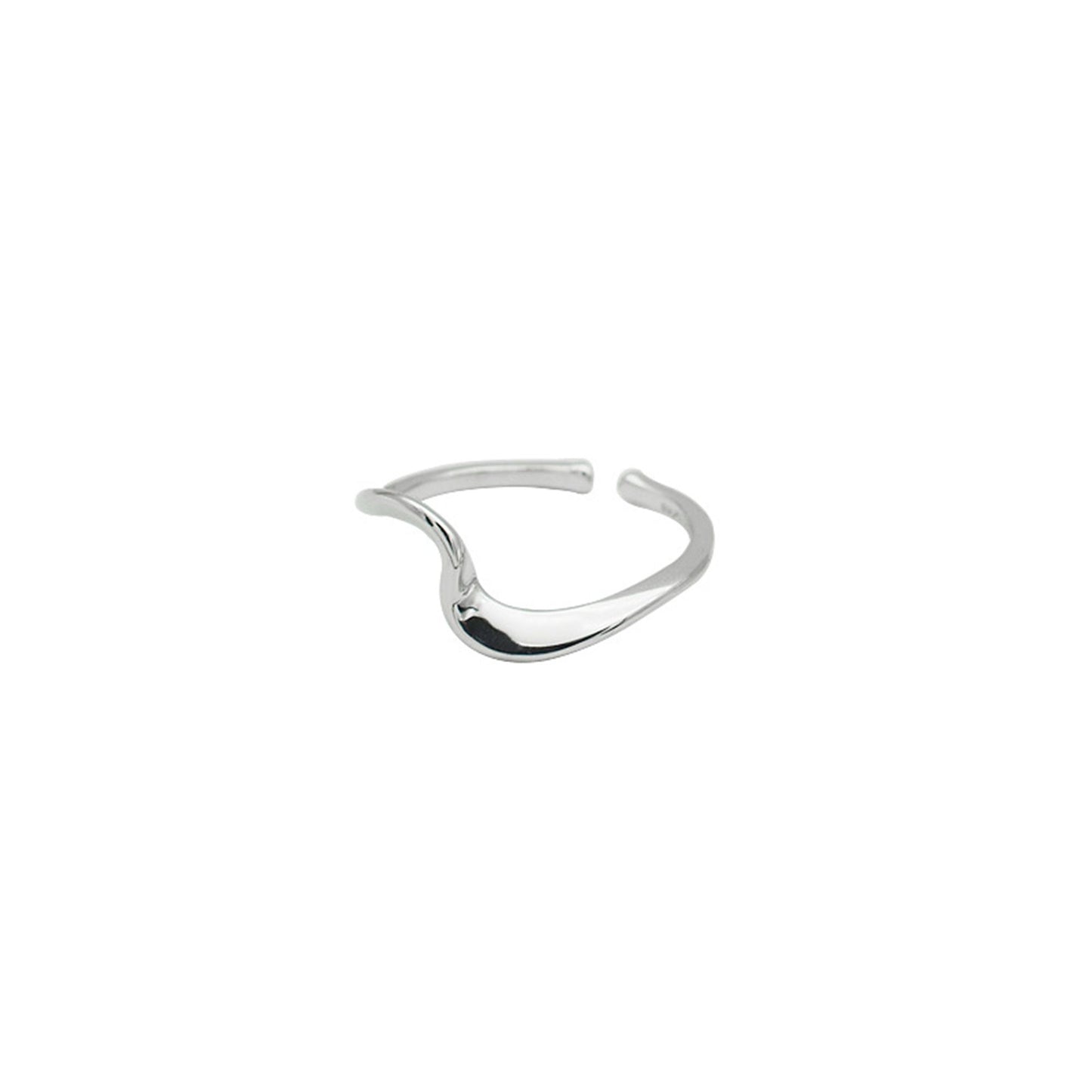 Sterling Silver Shiny Bent Ocean Wave Twisted Rope Open Band Ring - sugarkittenlondon