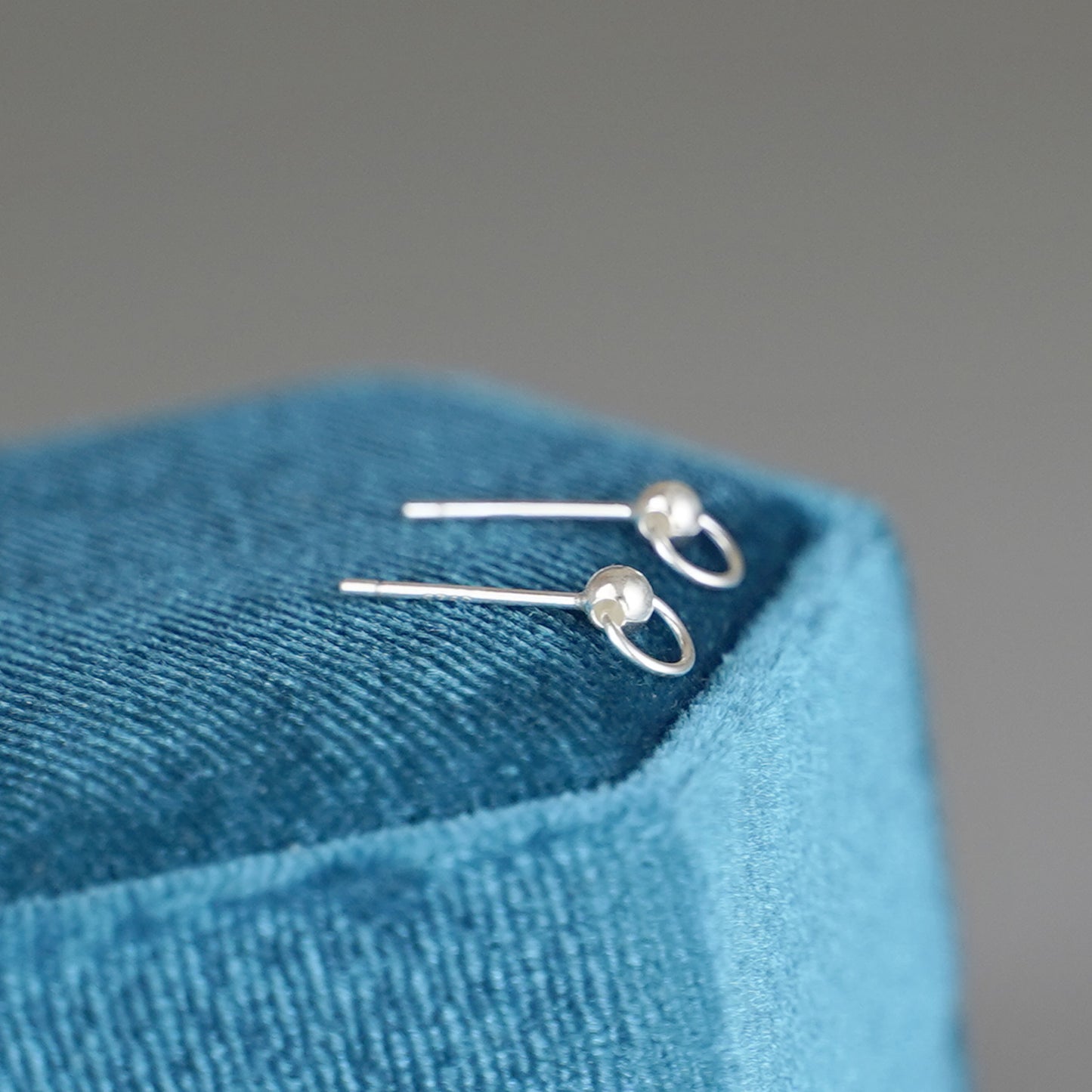 Sterling Silver Disc Earrings with Bead Ball and Circle Design