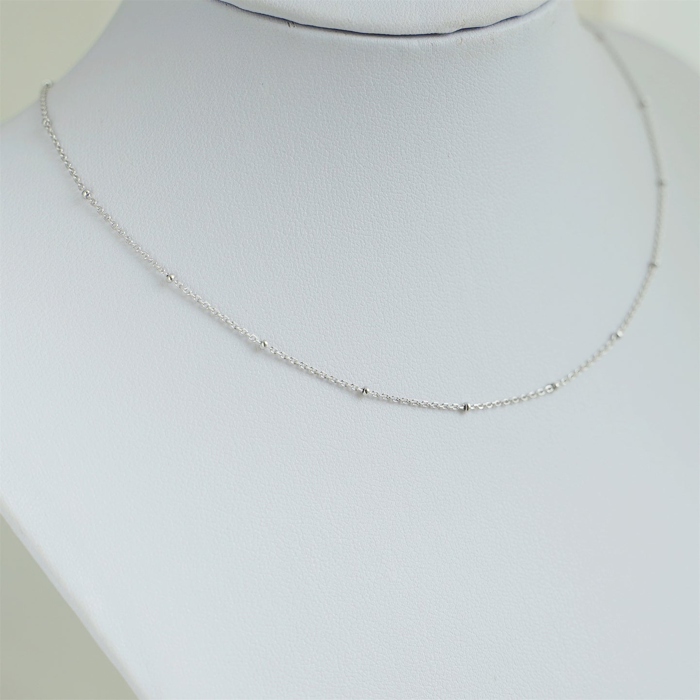 Sterling Silver 1mm Flat Beaded Satellite Choker Belcher Curb Trace Chain Necklace 3 Tones - sugarkittenlondon
