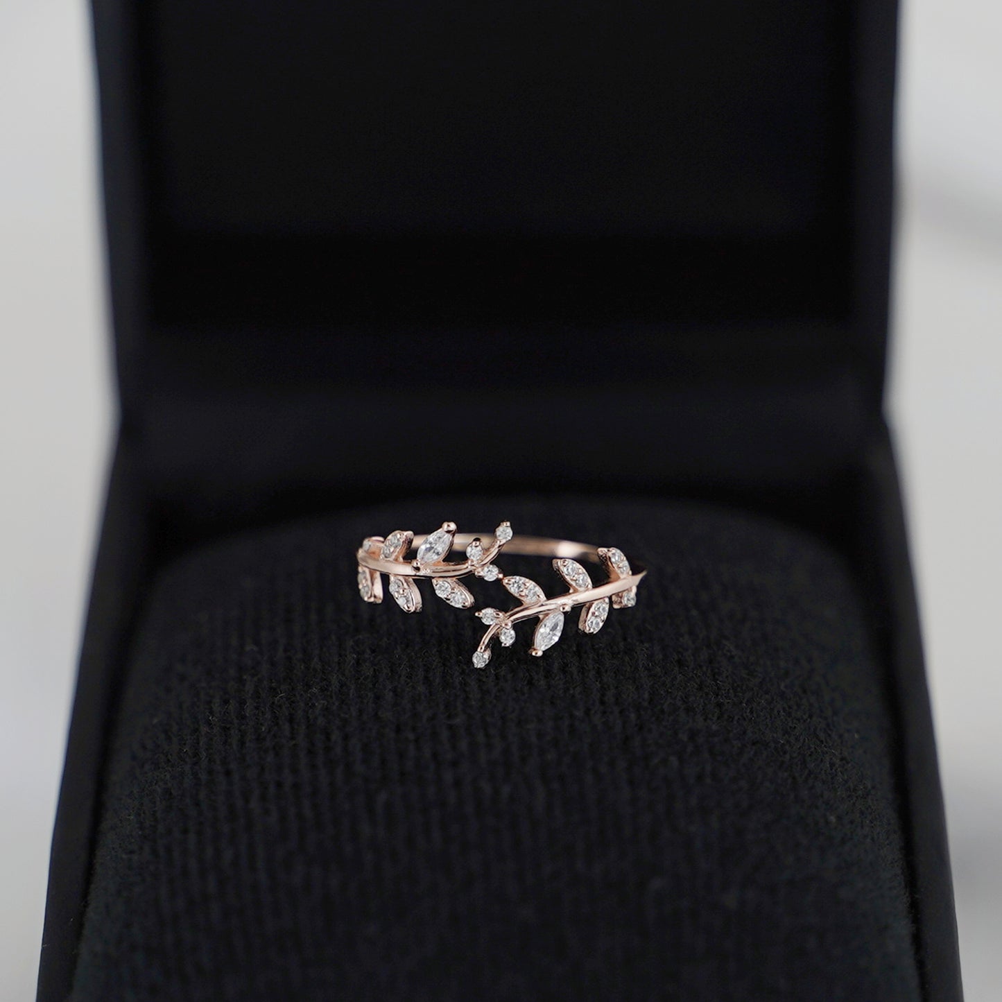 Sterling Silver Sparkling Crystal Cz Leaf Feather Bridal Wrap Ring 3 Tones Rhodium / Rose Gold / 18K Gold