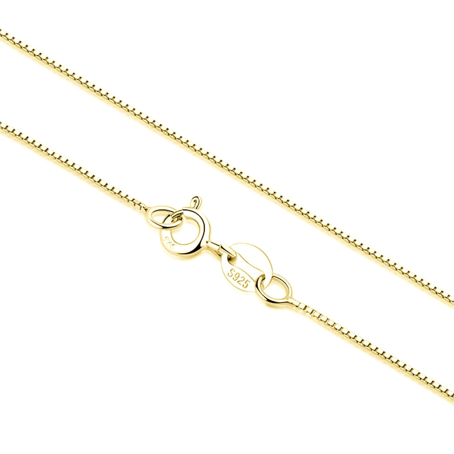 Box chain necklace with teardrop ring and clasp charms, gold-tone finish