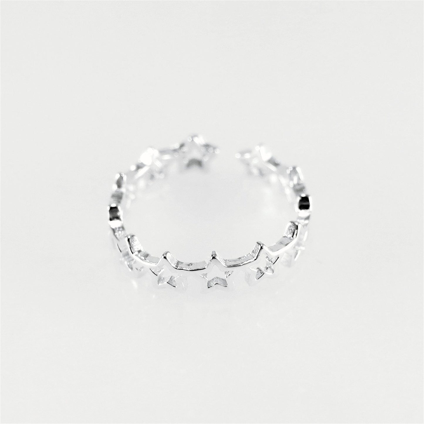 Sterling Silver Linked Hollow Stars Knuckle Stack Ring Open Band J - O - sugarkittenlondon