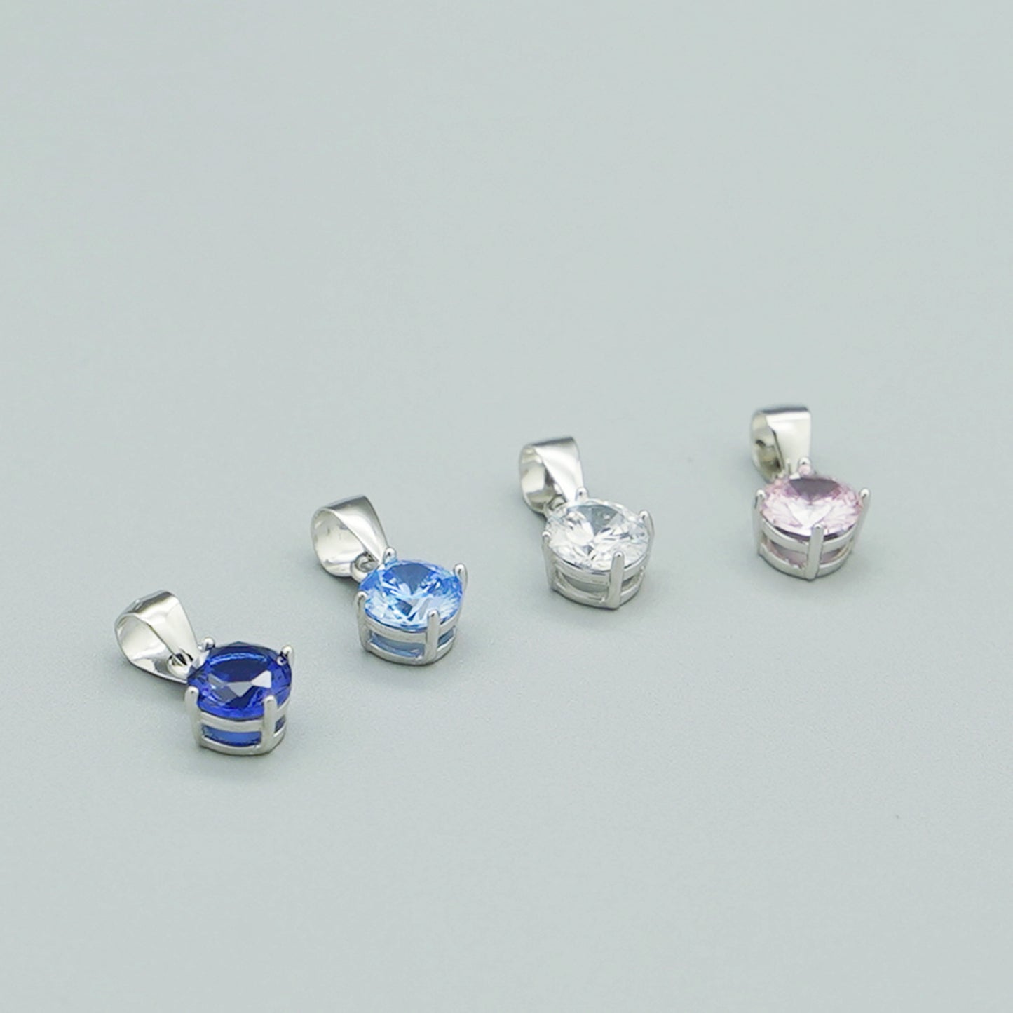4-Colour Cubic Zirconia Pendant Necklace in Sterling Silver